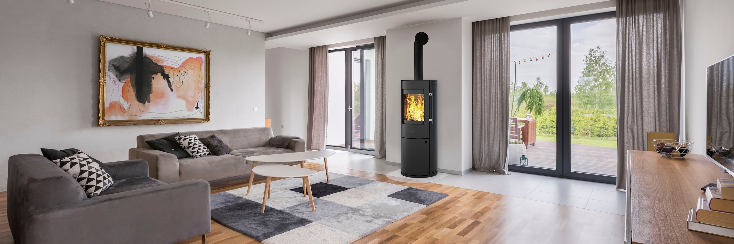 Firefix Kaminofen »»LUGANO««, schwarz, revolutionäre Türverschlussautomatik