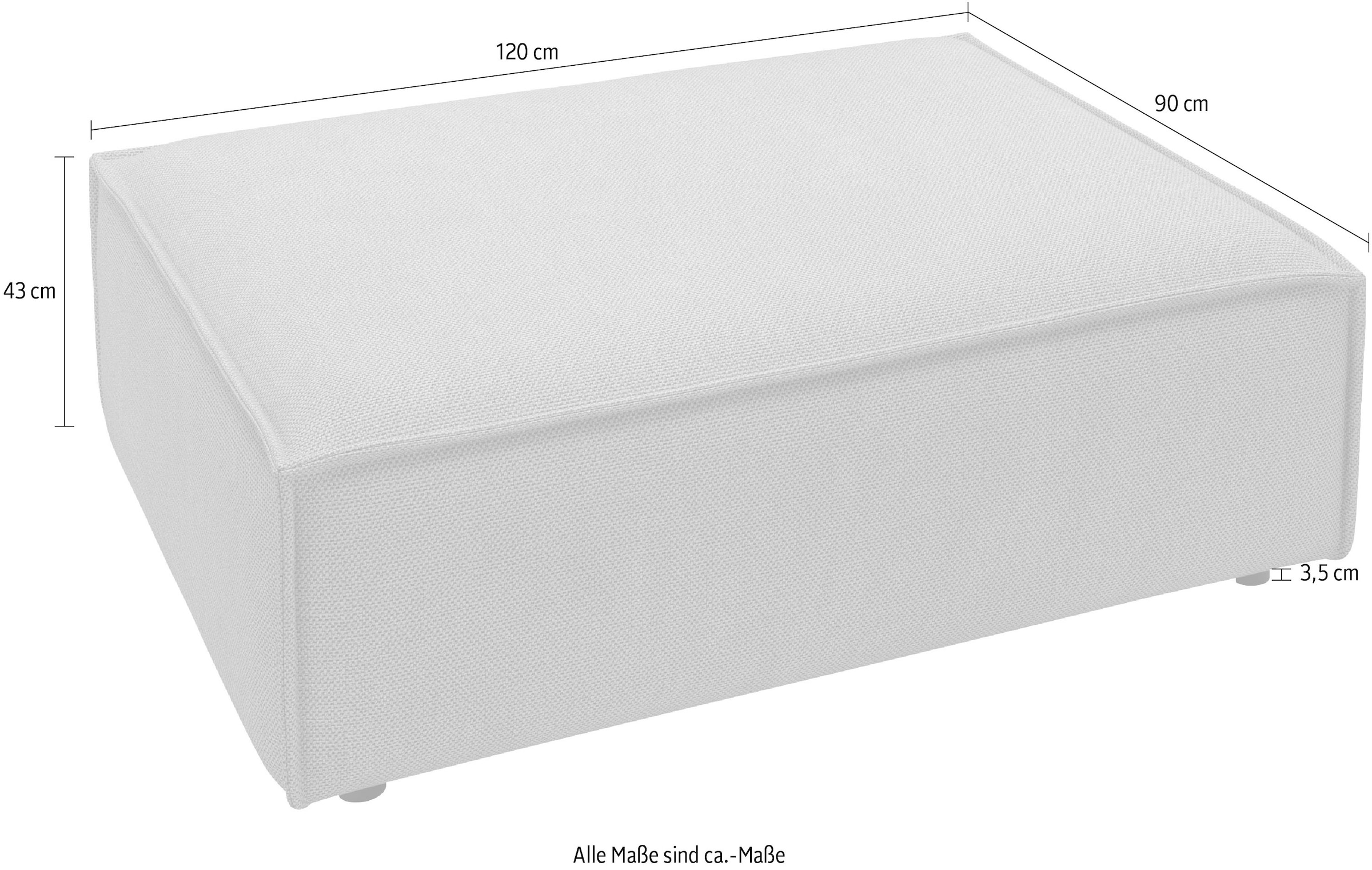 Places of Style Polsterhocker »Watertown, XXL Hockerbank passend zum Sofa - ideal als Beistellmodul«, erweiterbare Hockerbank mit weicher Polsterung