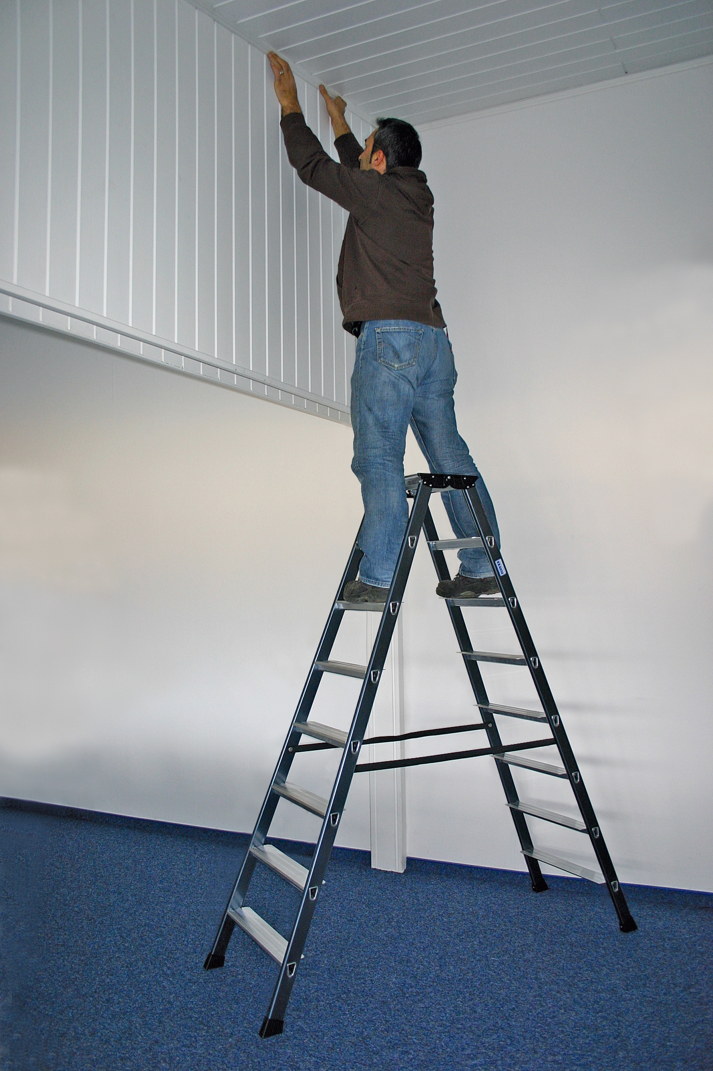 KRAUSE Doppelleiter »SePro D« Alu eloxiert, 2x8 Stufen, Arbeitshöe ca. 327 cm