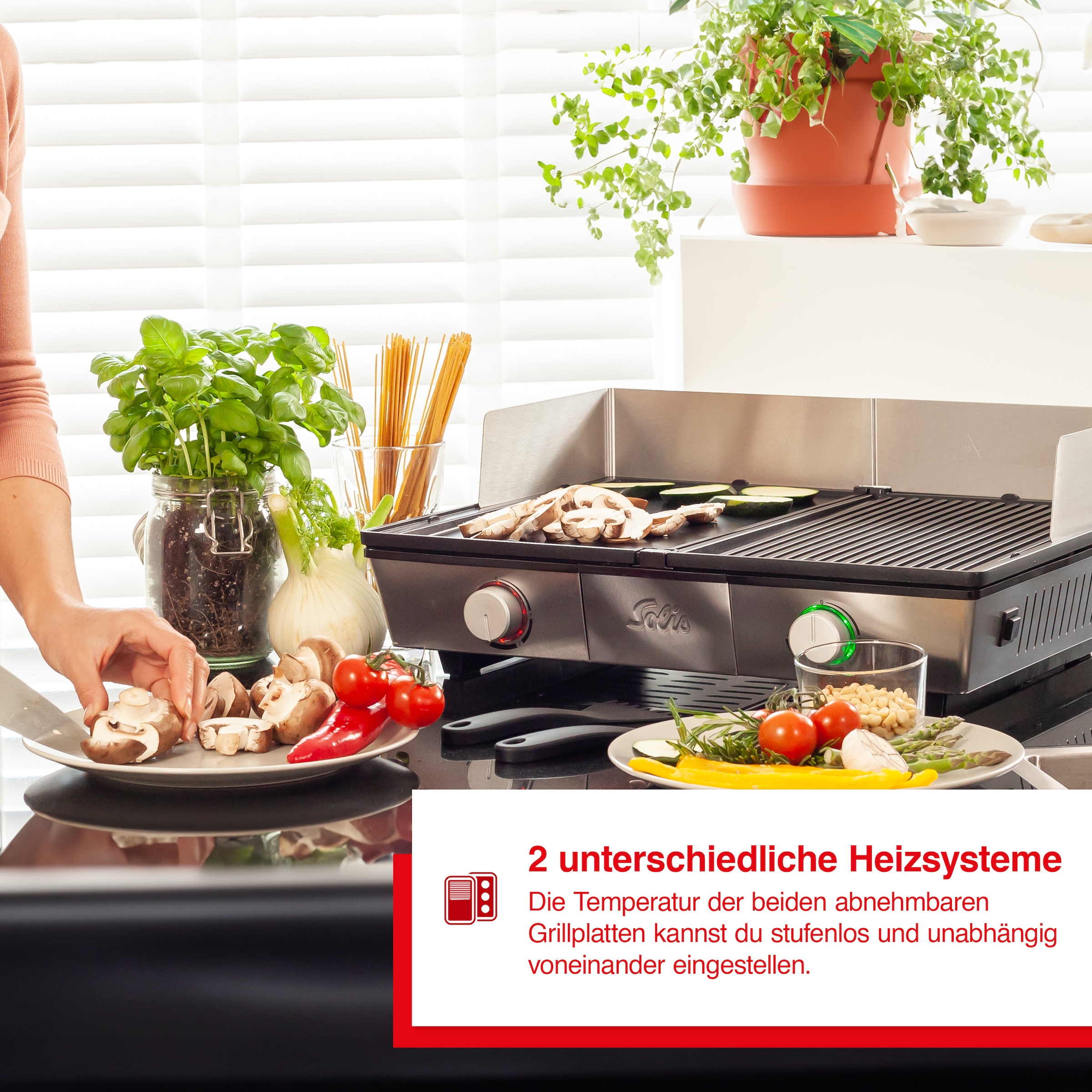 SOLIS OF SWITZERLAND Tischgrill »Deli Grill (Typ 7951)«, 2200 W, Elektrogrill mit abnehmbaren Grillplatten