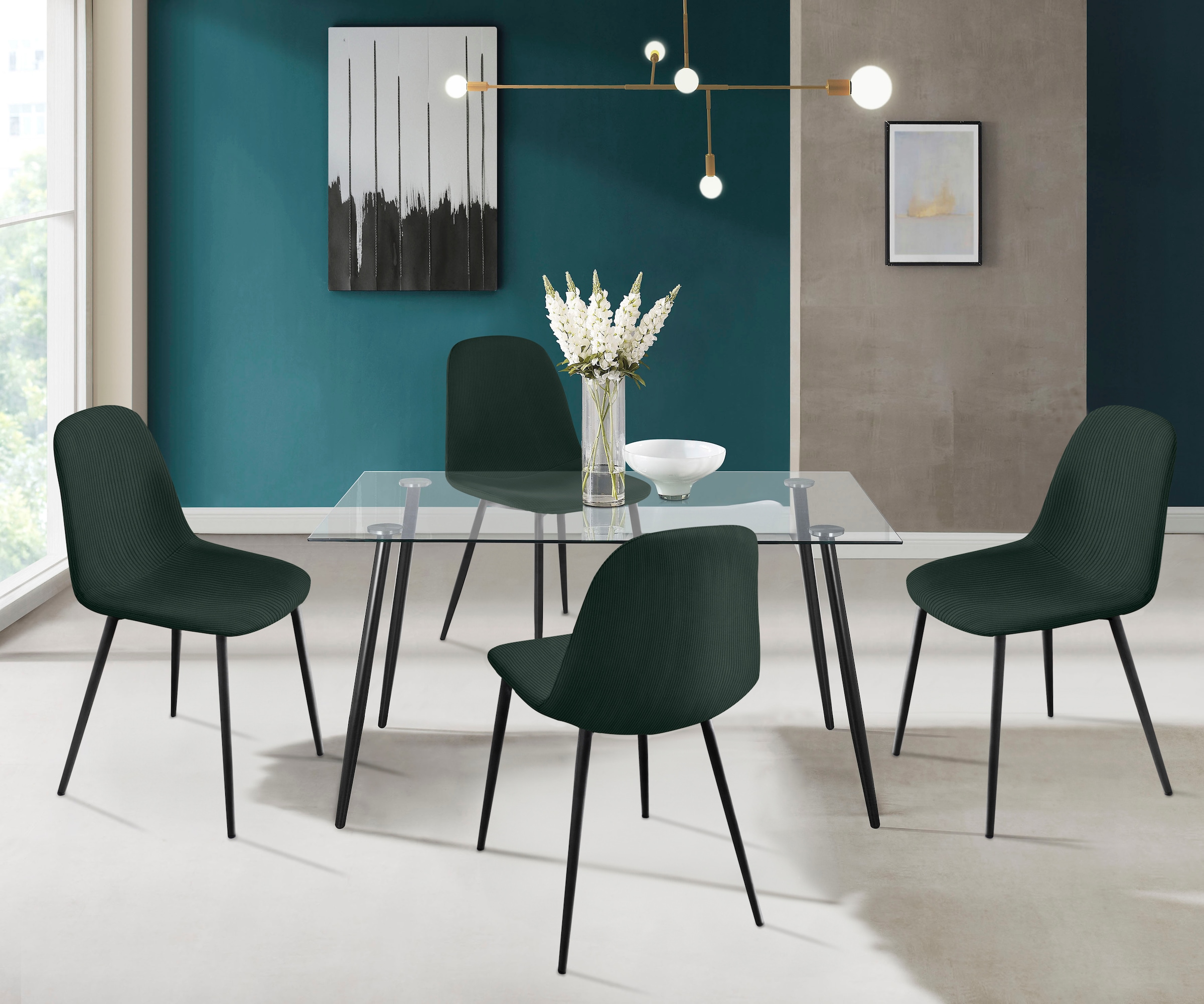 INOSIGN Essgruppe »Danny-Miller« Set, Set 140 cm, 5 Stk. tlg. Glastisch 140 günstig online kaufen