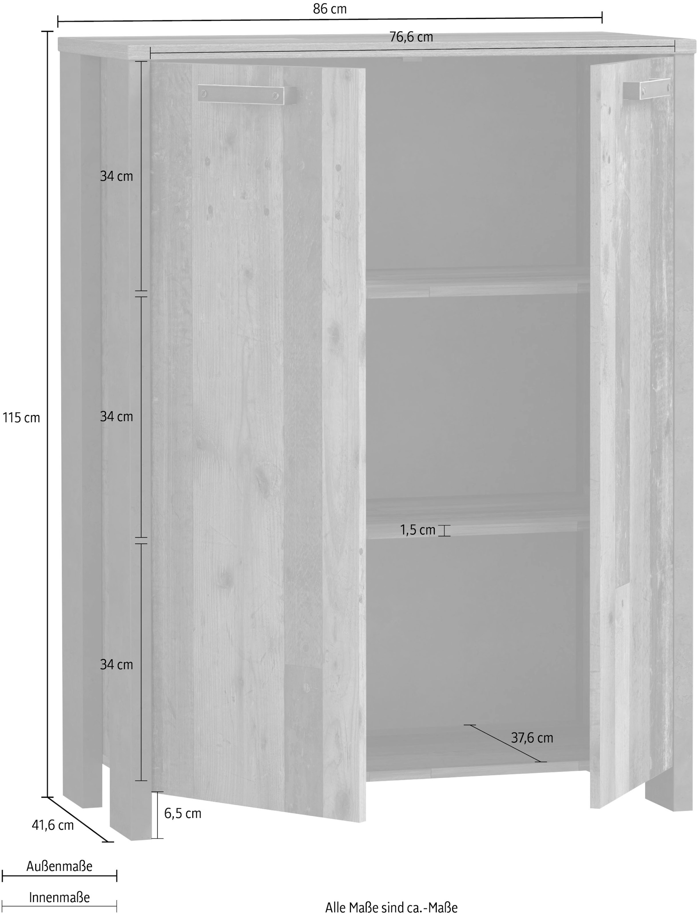 FORTE Kommode »Clif«, Aktenschrank im Industriestil, Breite 86 cm x Höhe 115 cm