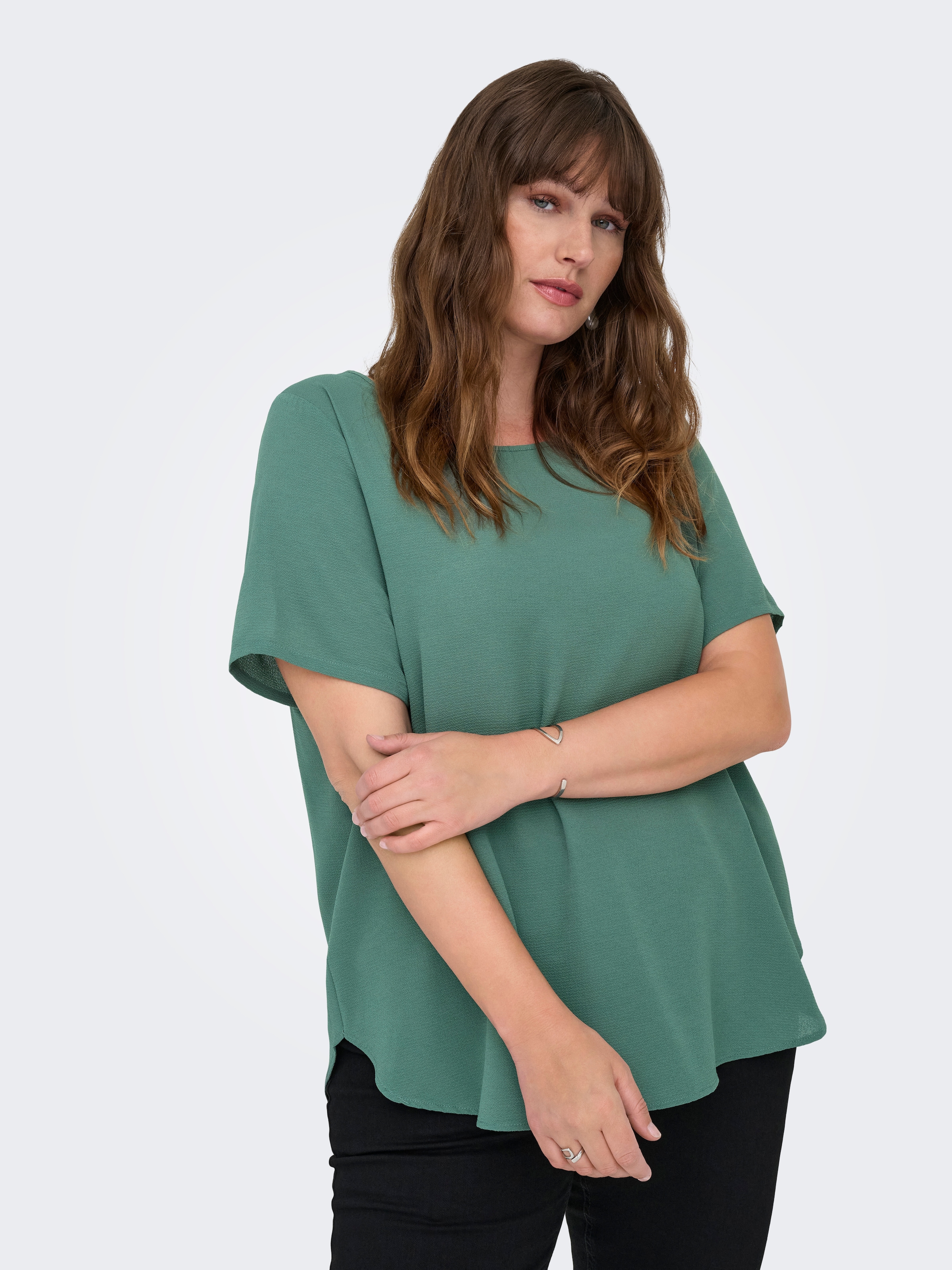 ONLY CARMAKOMA Shirtbluse »CARVICA SS TOP WVN NOOS« Materialmix, regular fit