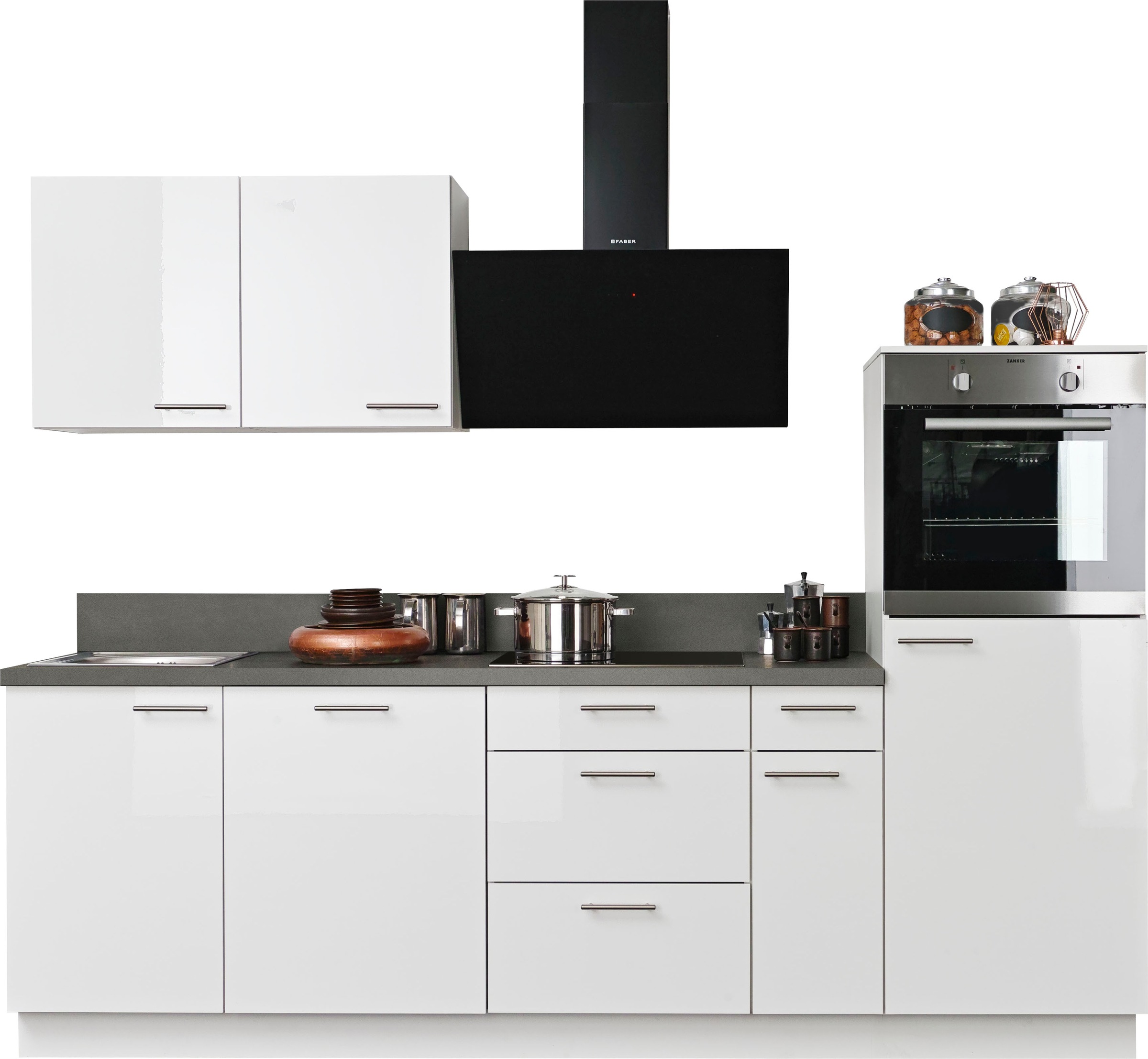 KOCHSTATION Küchenzeile »KS-Scafa, vormontiert, mit höhenverstellbaren Füße günstig online kaufen