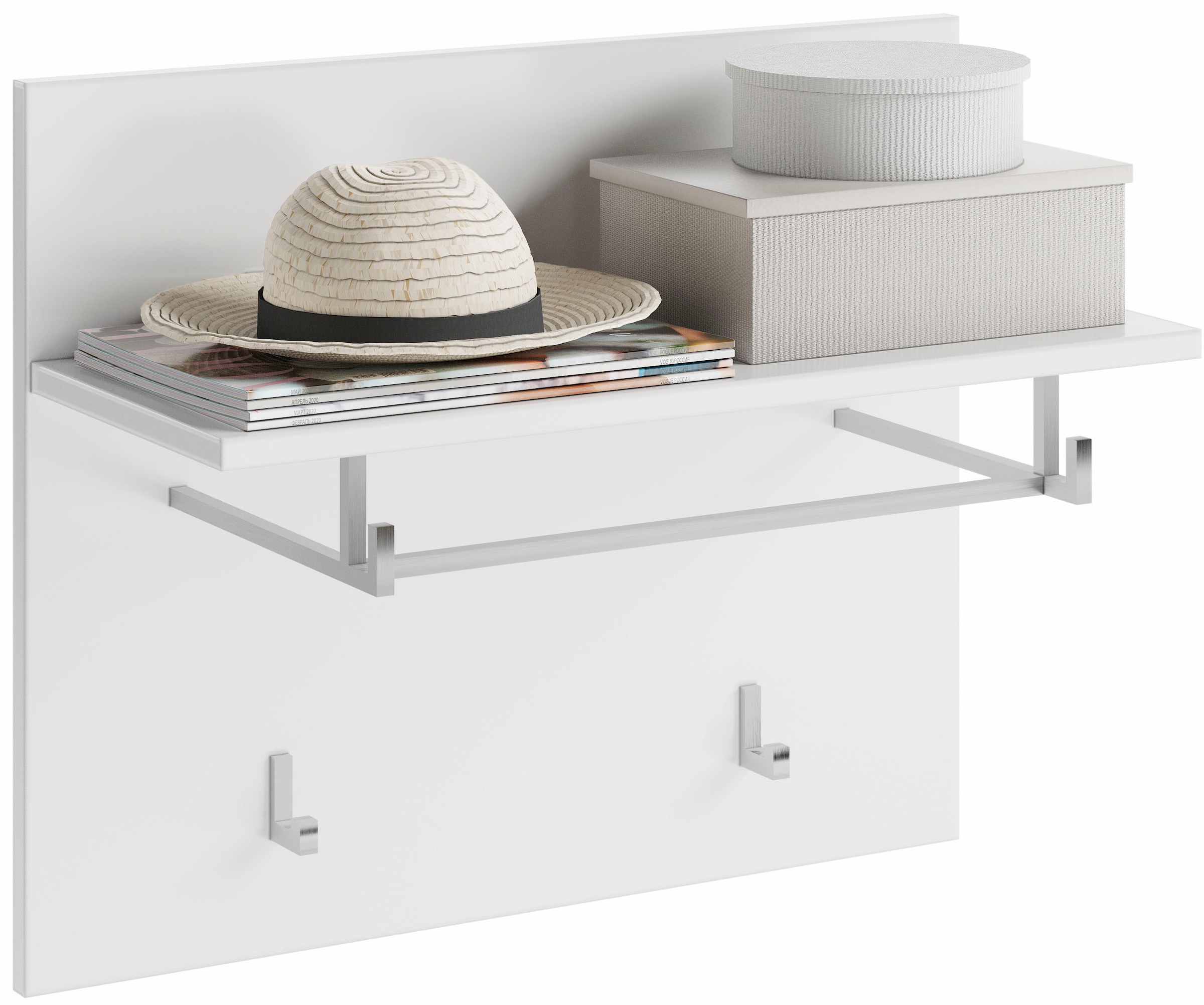 INOSIGN Garderobenpaneel »Malmö, Breite 60 cm, 2 Haken, 1 Kleiderstange, 1 Ablageboden«, Wandpaneel, Paneel, Wandhaken, Wandboard