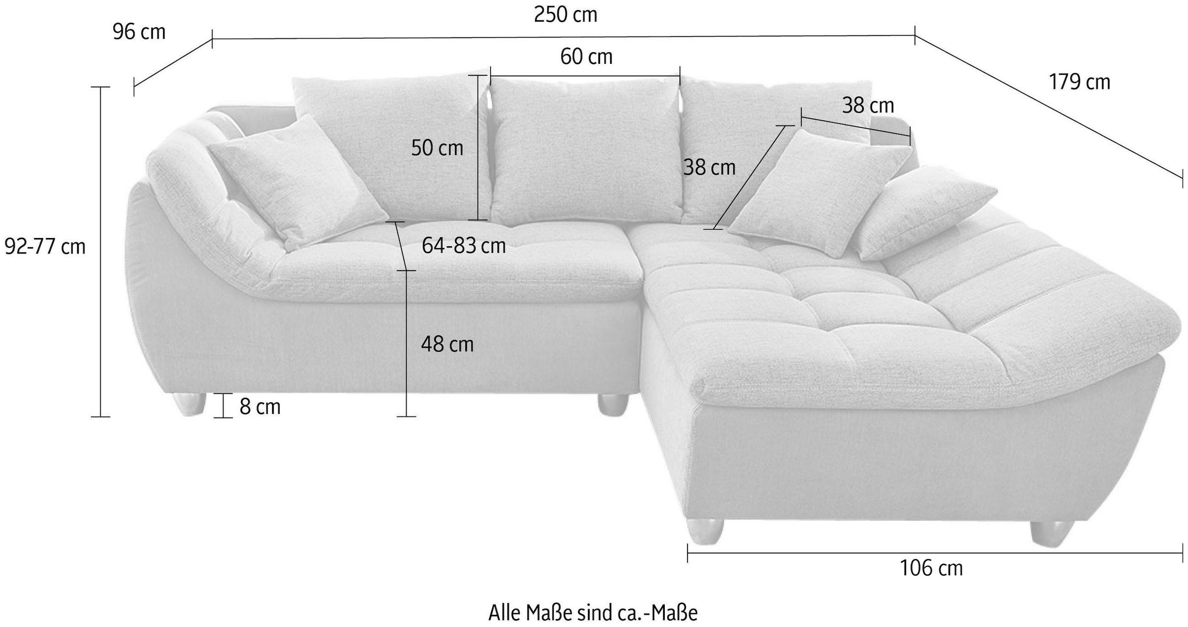 Jockenhöfer Gruppe Ecksofa Genua, incl. 3 loser Rücken- und 2 Zierkissen