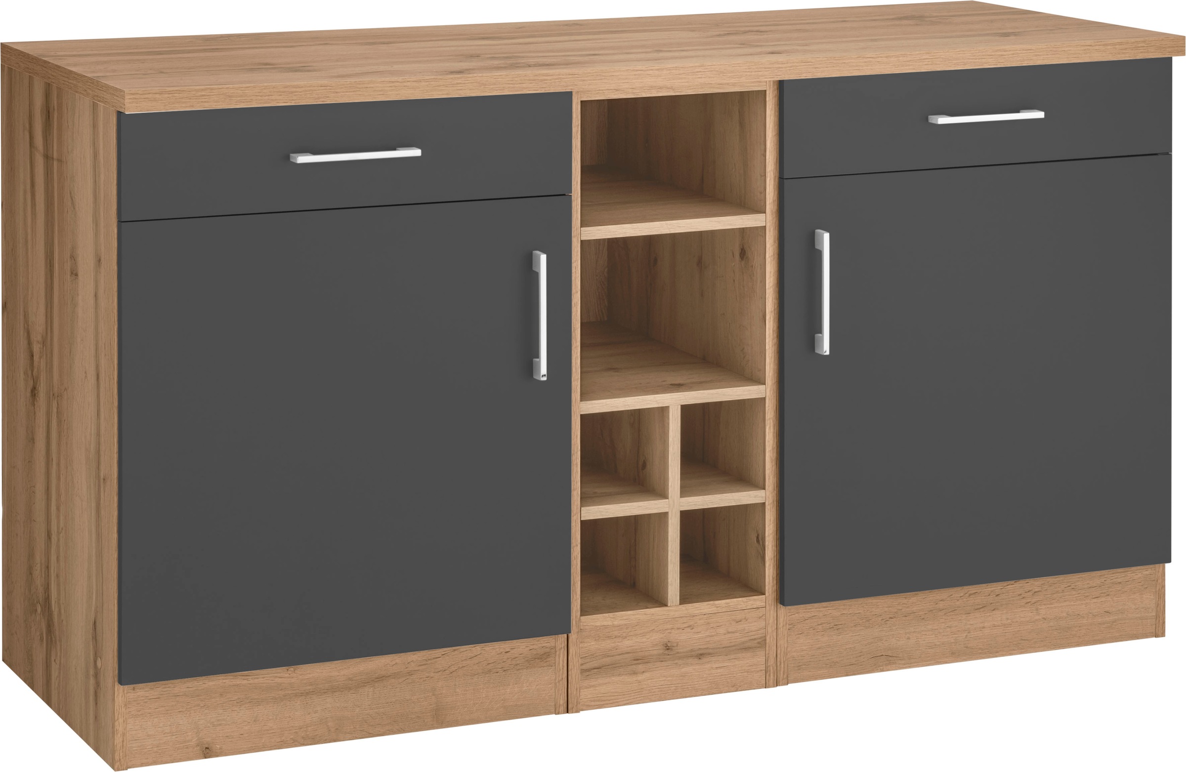 KOCHSTATION Unterschrank »KS-Colmar«, 150 cm breit, 2 Schubkästen, 2 Türen, 6 Fächer, für viel Stauraum