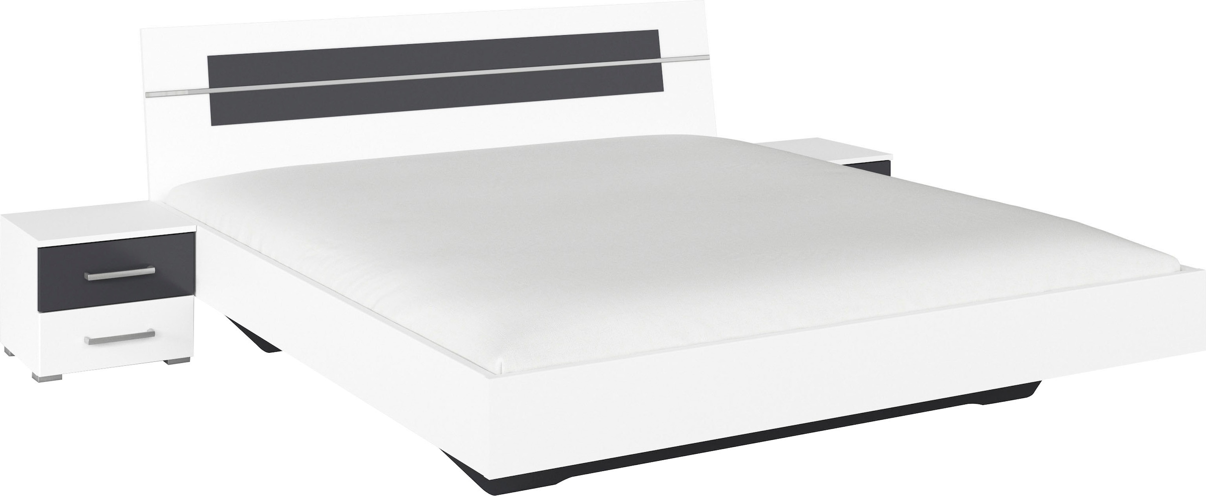 rauch Bettanlage »Doppelbett Futonbett BURANO in schwebender Optik«, (Set, 3 tlg.), und abgesetztem Kopfteil mit 2 Nachttischen MADE IN GERMANY