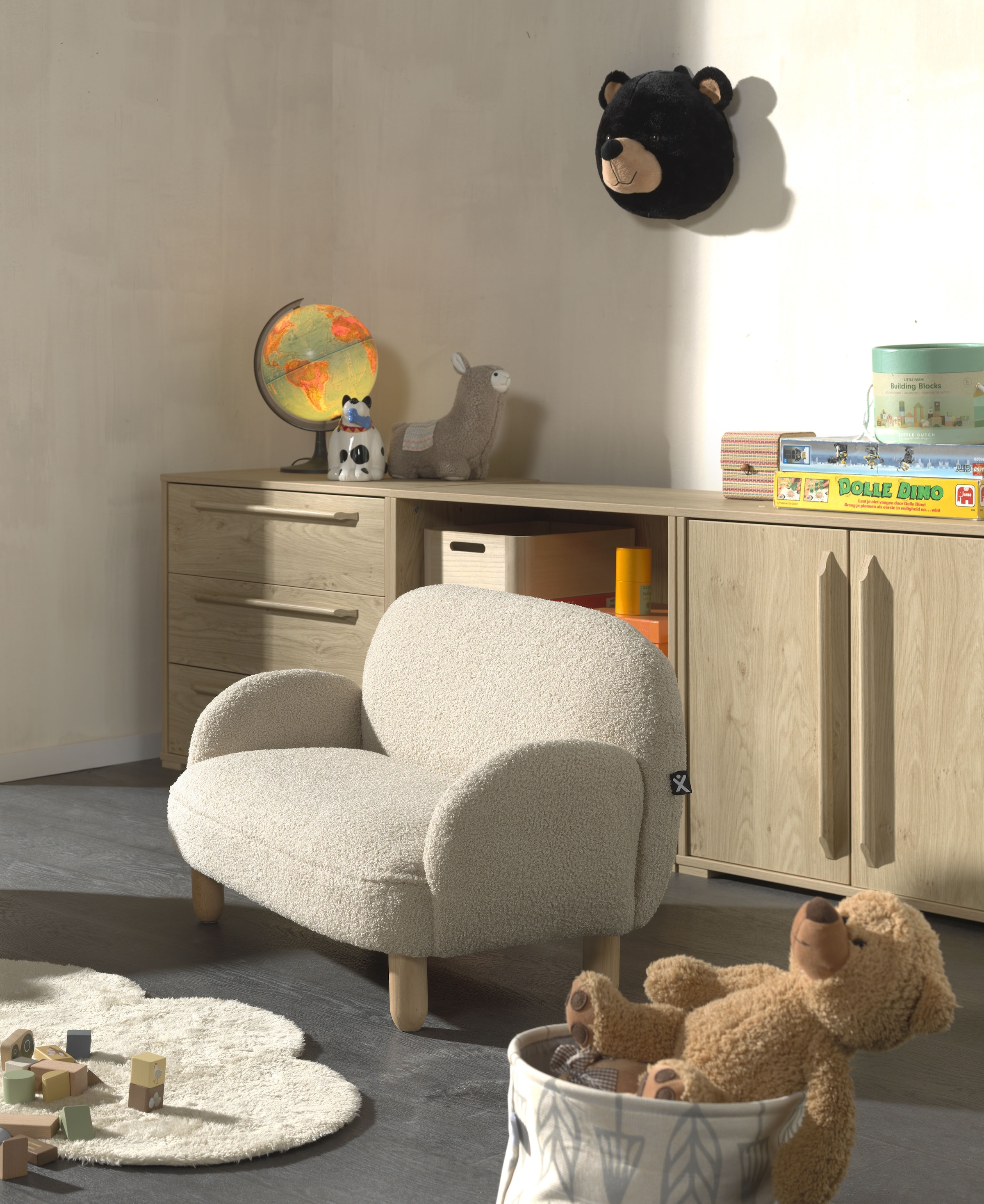 Vipack 1,5-Sitzer »für Kinder in verspielter Optik, ein Highlight für das Kinderzimmer« Bezug flauschiger Bouclé Stoff, zwei Farben zur Wahl