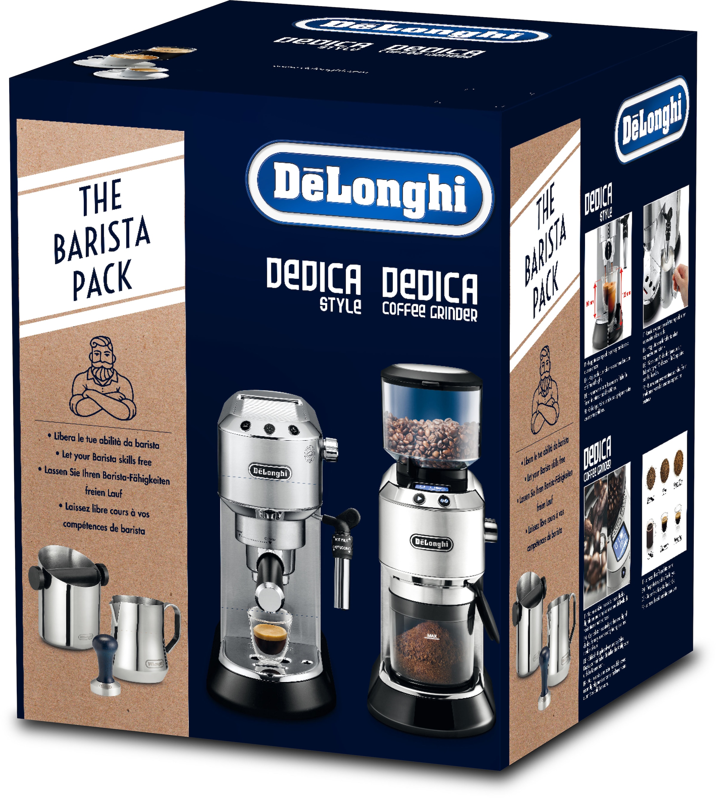 De'Longhi Espressomaschine »ECKG6821.M«, Siebträger, inkl. Kaffeemühle, Tamper, Abschlagbox+ Kännchen