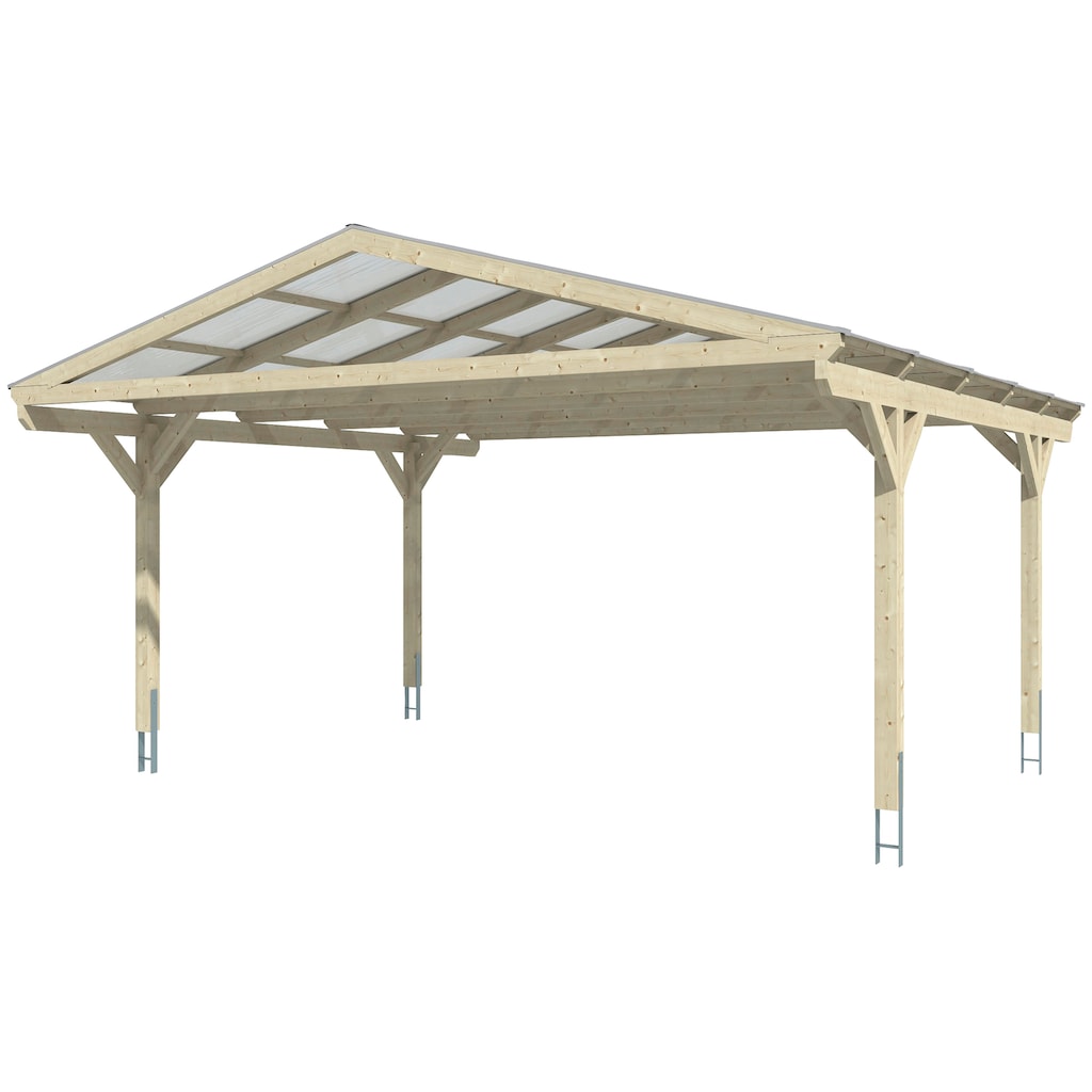 Skanholz Doppelcarport »Westerwald«, Leimholz-Nordisches Fichtenholz, 534 cm, weiß