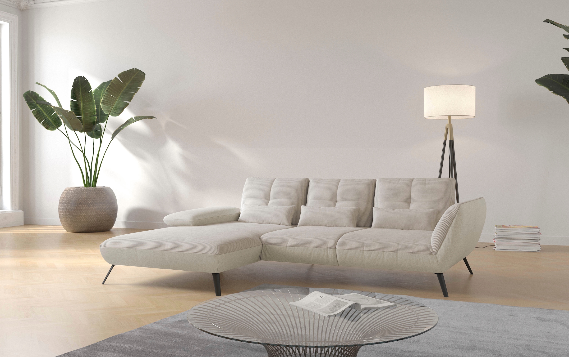 Places of Style Ecksofa »Mikado L-Form«, inkl. Sitztiefenverstellung und Ar günstig online kaufen