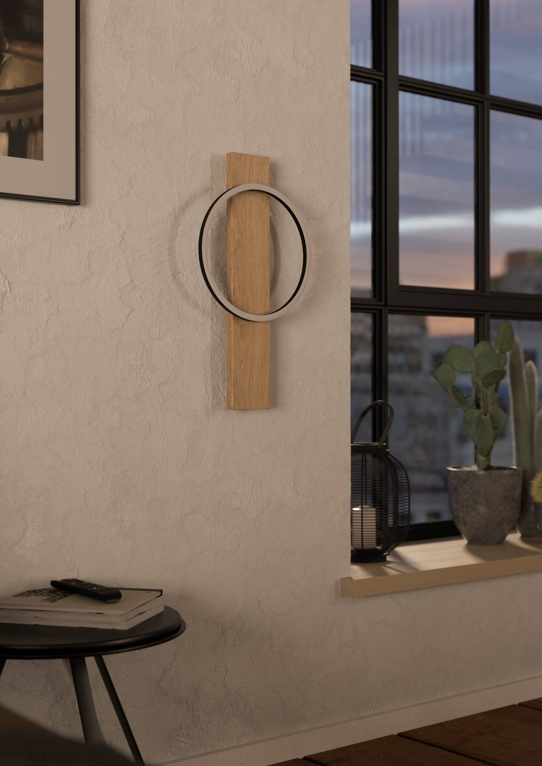 EGLO Wandleuchte »Boyal Wandlampe, FSC zerifiziert, Holz, Metall, Flurlampe, Lampe« LED-Modul 1 Stk. Warmweiß Wand-/Deckenleuchte - L30 x H56 x AL7,5 cm - schwarz, braun