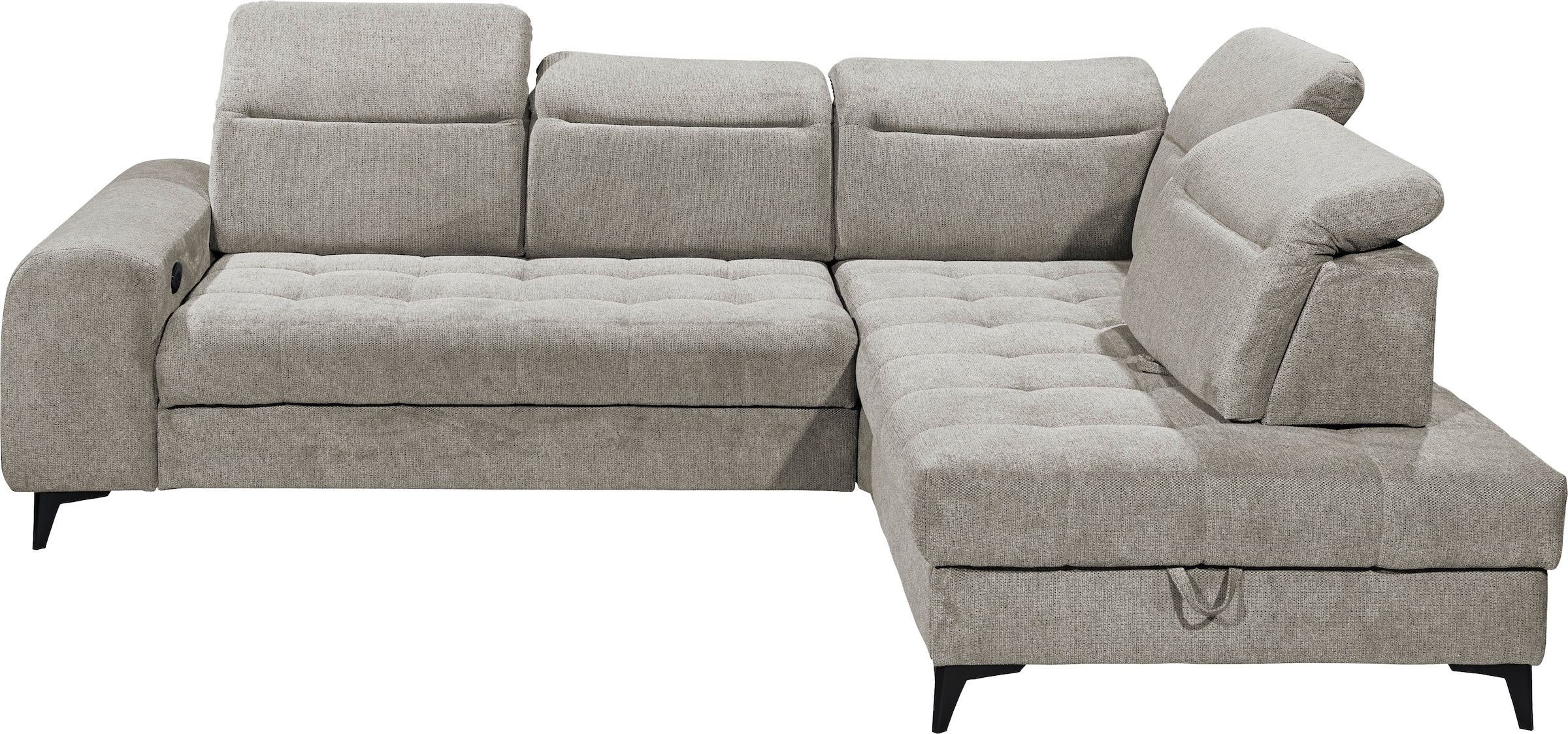 ED EXCITING DESIGN Ecksofa »Rockdale L-Form mit Bettfunktion, Bettkasten«, Kopfteilverstellung, Sitztiefenverstellung & USB-Port