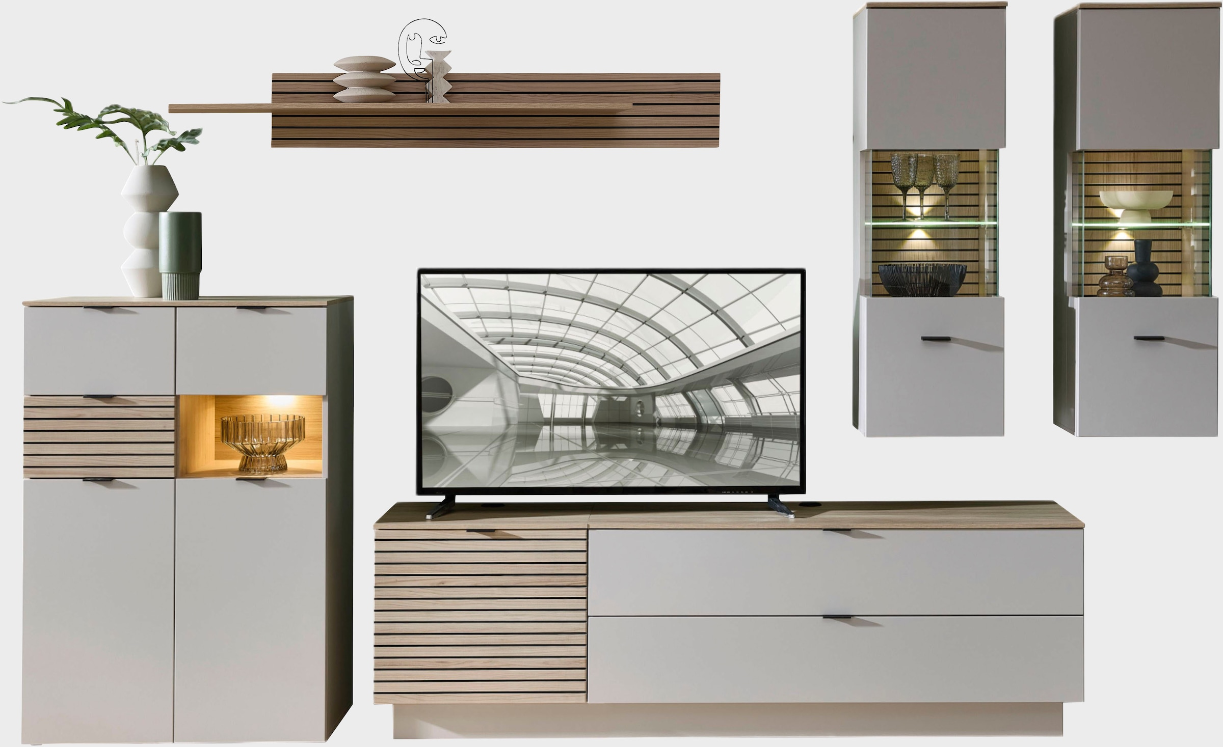 Innostyle Wohnwand »Ina Wohnwand, 340x200x44 cm (B/H/T)« 6 Stk. tlg. günstig online kaufen