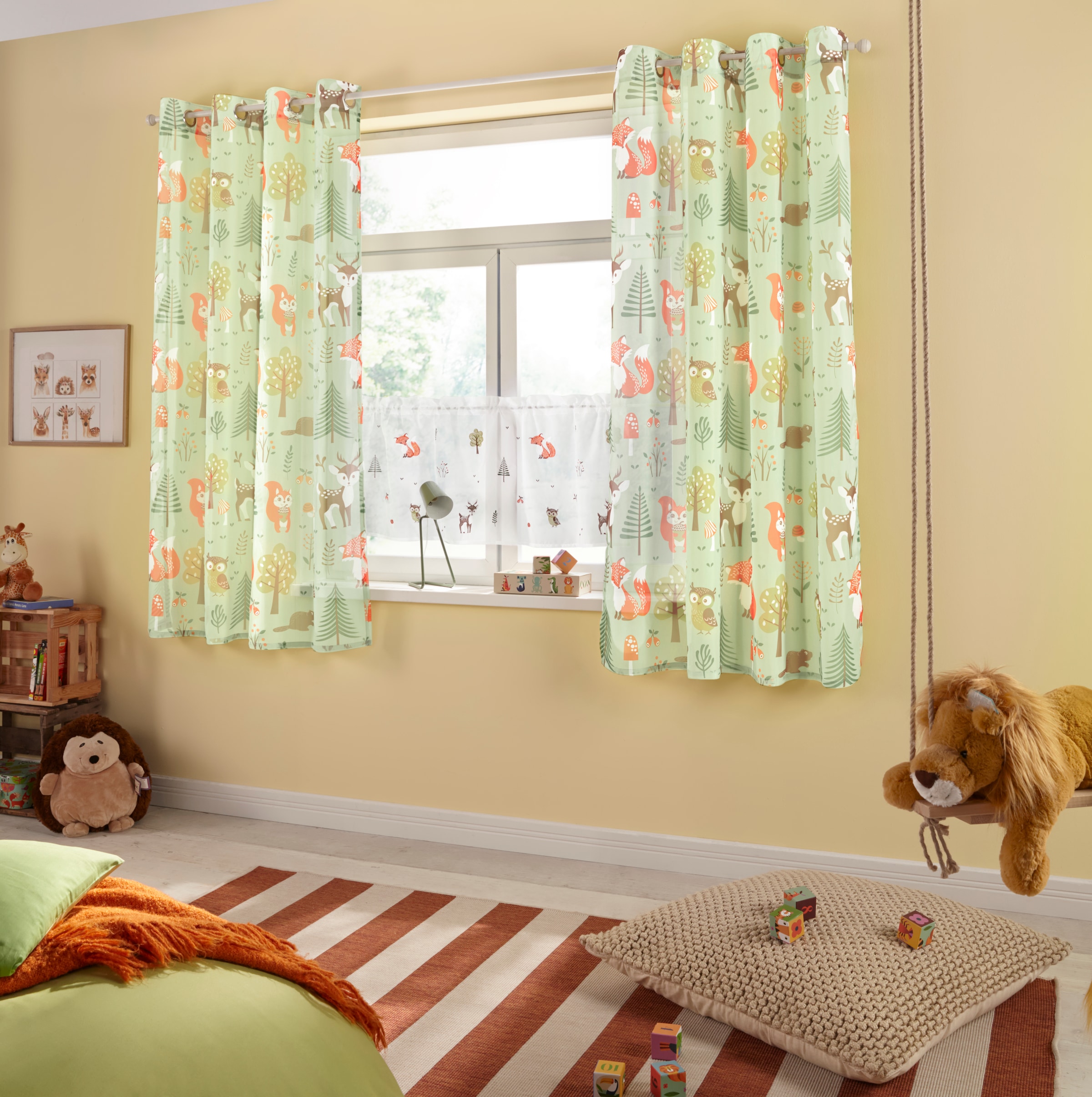 Lüttenhütt Scheibengardine »Waldtiere« Stangendurchzug 1 Stk. tlg. bestickt günstig online kaufen