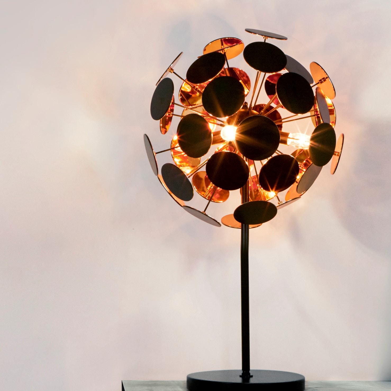 Searchlight Tischleuchte »Discus 3Lt Table Lamp - Black Metal & Black & Gold PC Discs« E14 1 Stk.