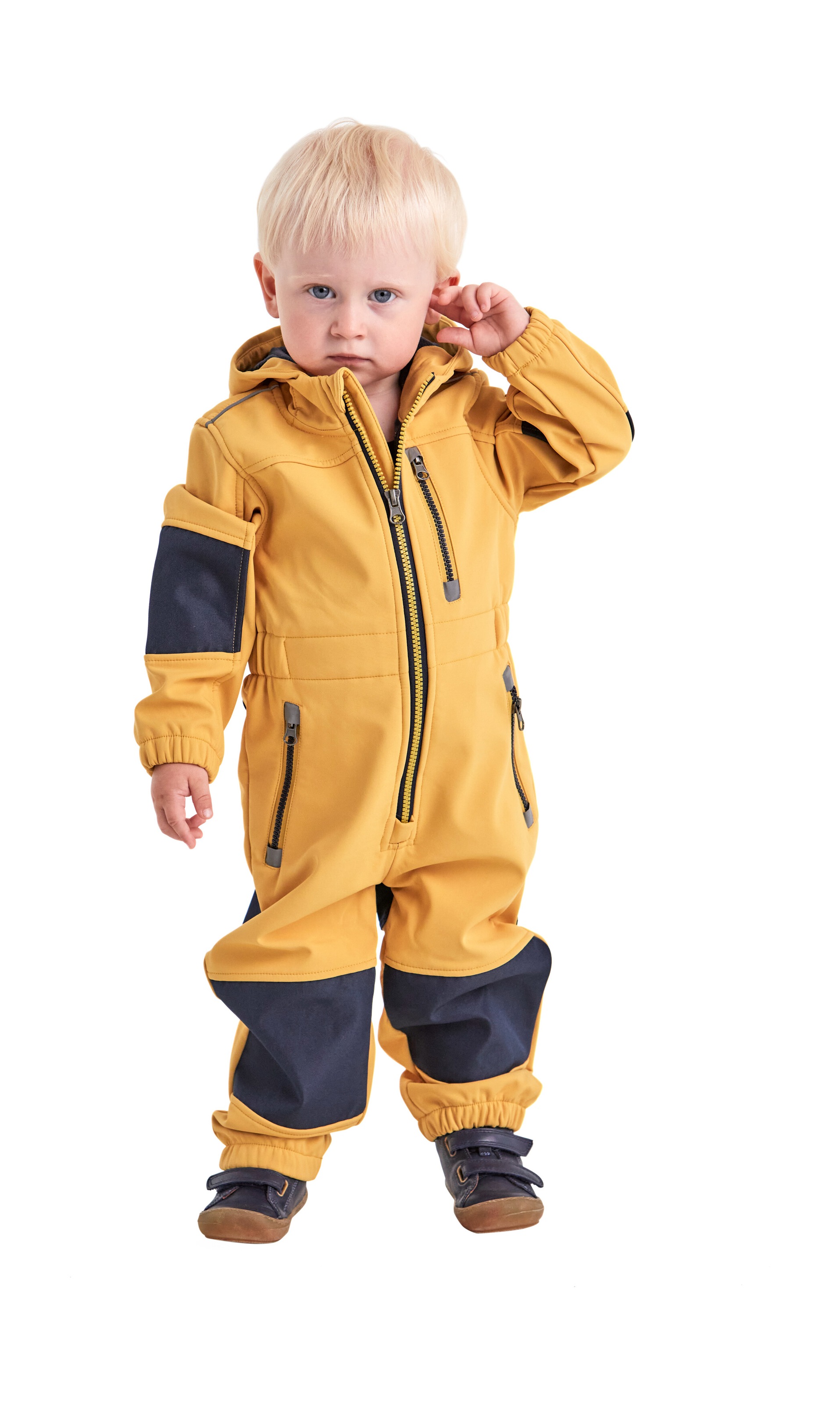 FIRST INSTINCT BY KILLTEC Overall »FIOW 35 MNS ONPC« Softshellanzug mit Fleece Innen, wasserabweisend, winddicht dunkelgelb 74/80 74/80...