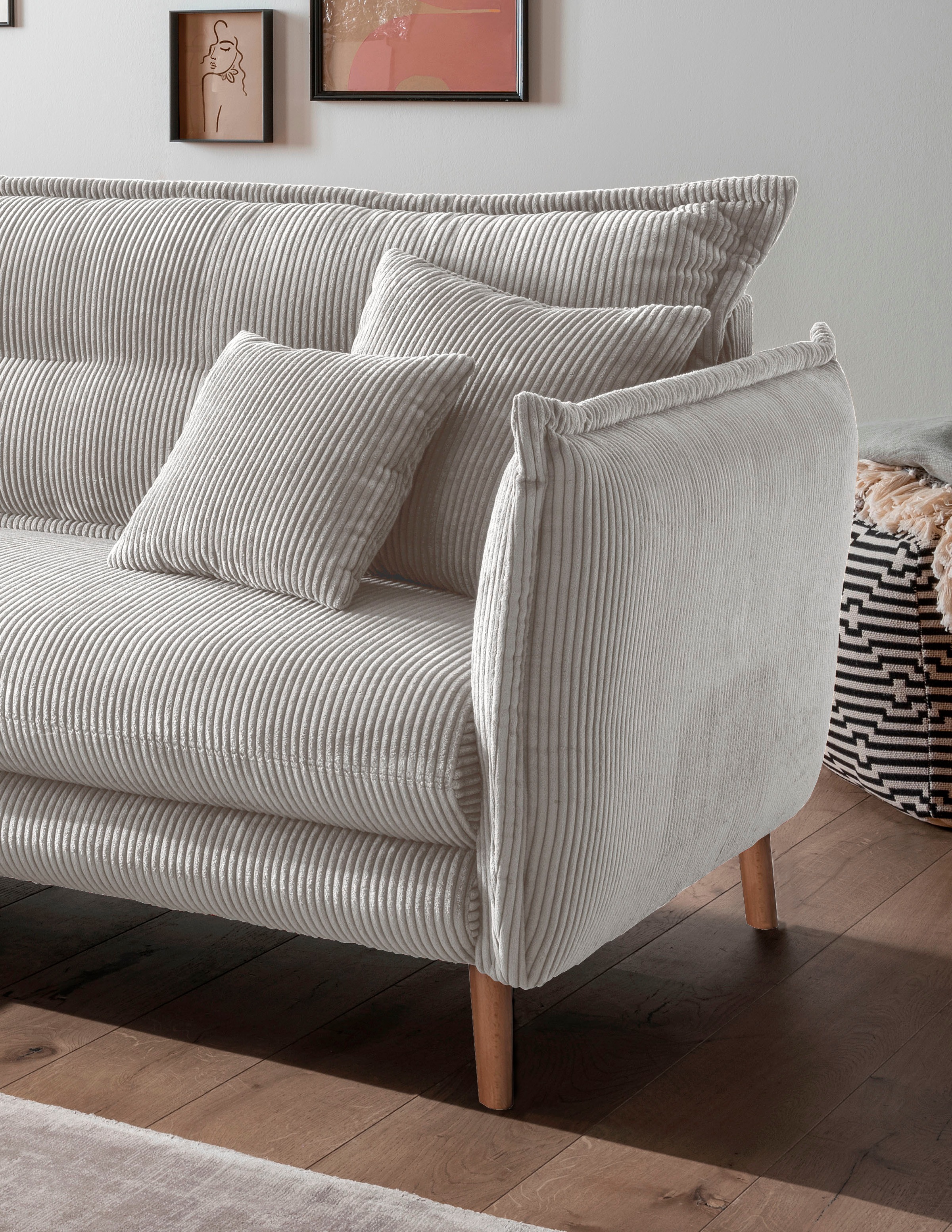 INOSIGN Ecksofa »Lazio modern und bequem, schmale Armlehnen, tolle Detailverarbeitung«, zwei verschiedene Fußfarben wählbar