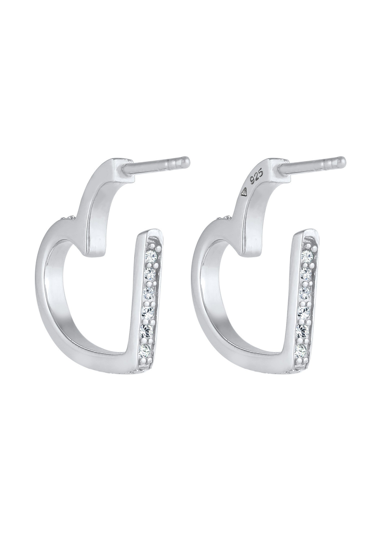 Elli Premium Paar Ohrstecker »Creolen Herz Liebe Kristalle 925 Silber«