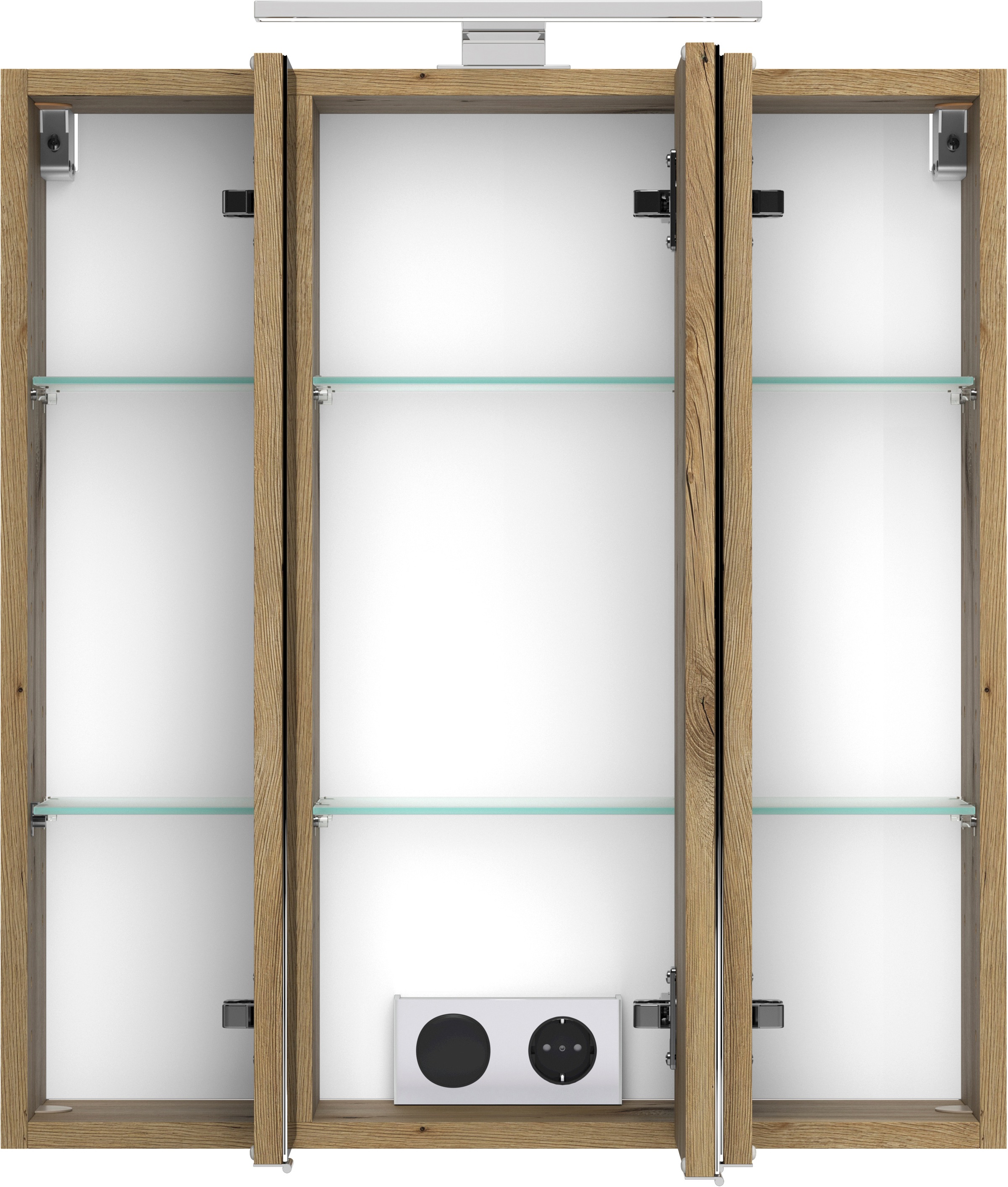 welltime Badezimmerspiegelschrank »CABO, gedämpfte Scharniere« Rundumsicht, dank besonderer Klapptechnik