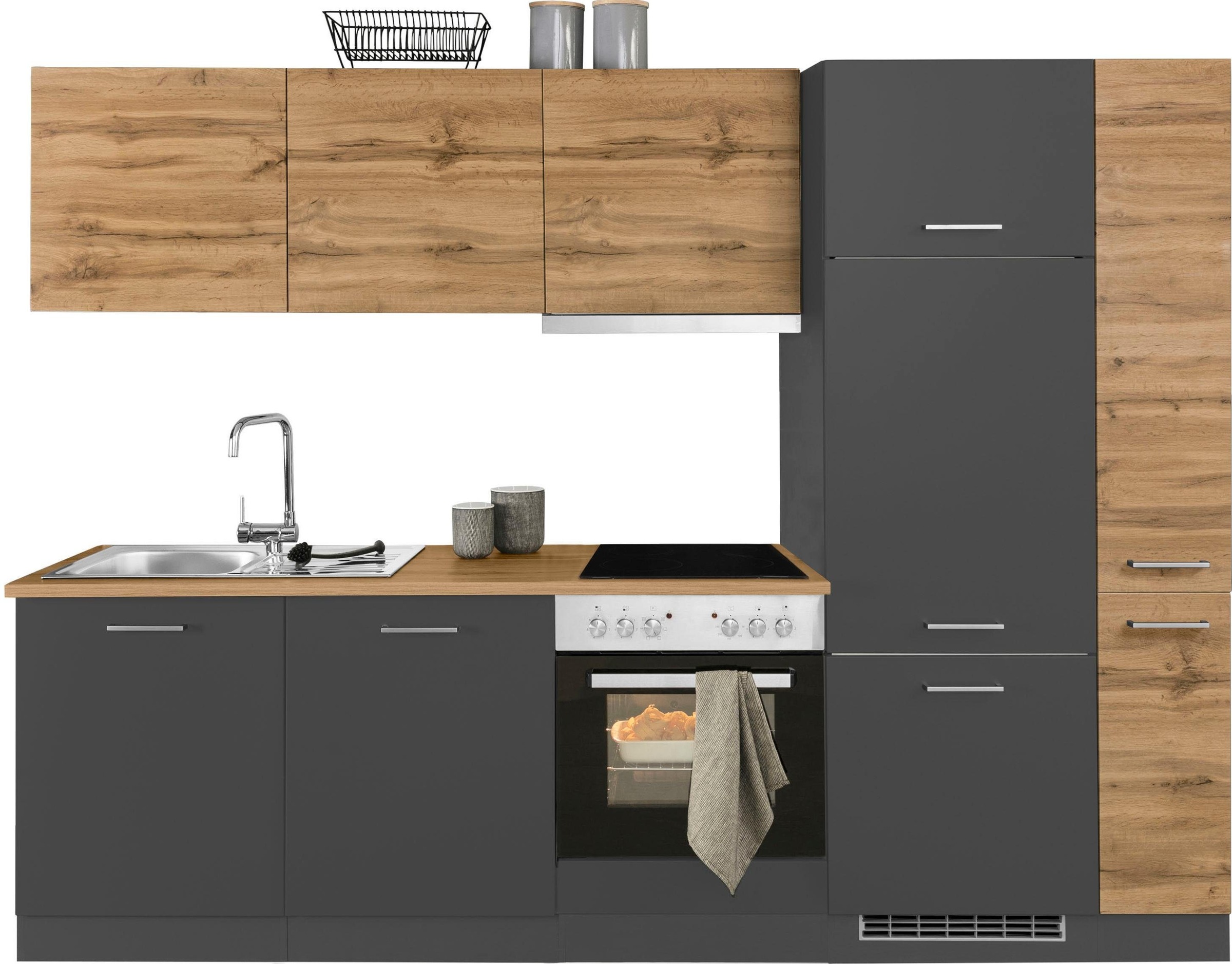 KOCHSTATION Küchenzeile »KS-Kehl«, mit E-Geräten, Breite 270 cm, inkl. Kühl günstig online kaufen