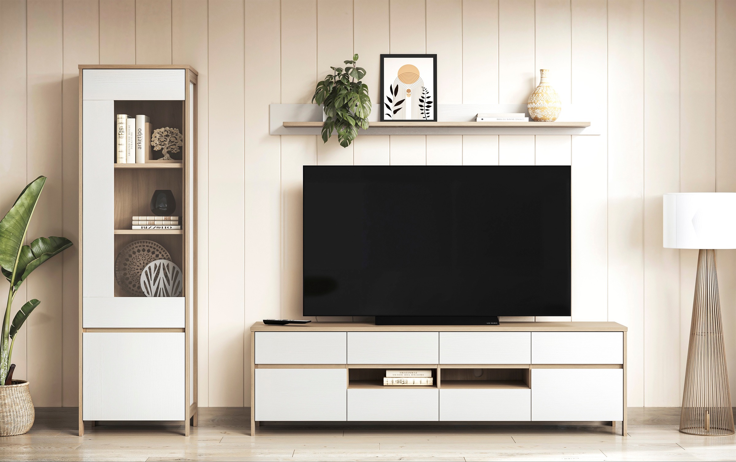 Home affaire Wohnwand »Stranda, moderne Anbauwand, Komplettset im Scandi-St günstig online kaufen