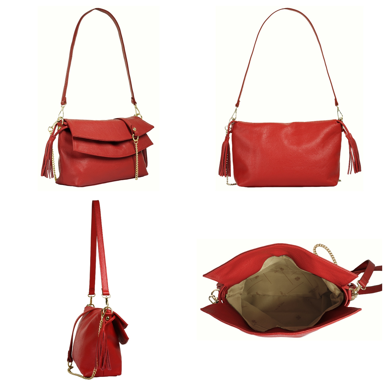 Samantha Look Umhängetasche, echt Leder, Made in Italy