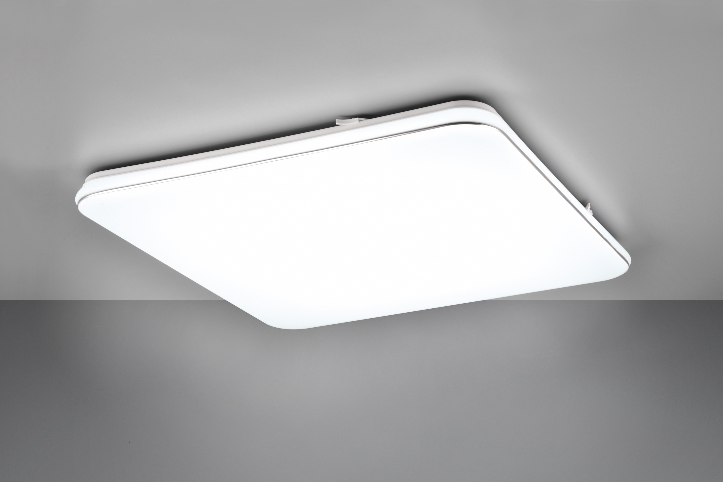 REALITY Leuchten LED Deckenleuchte »BLANCA, elegant schlichte weiße LED Deckenlampe, 53x53 cm, kaltweiß«, 1 flammig, Leuchtmittel LED-Board | LED fest integriert, 3-Stufen dimmbar über Wandschalter, Deckenlampe für Büro Flur Treppe