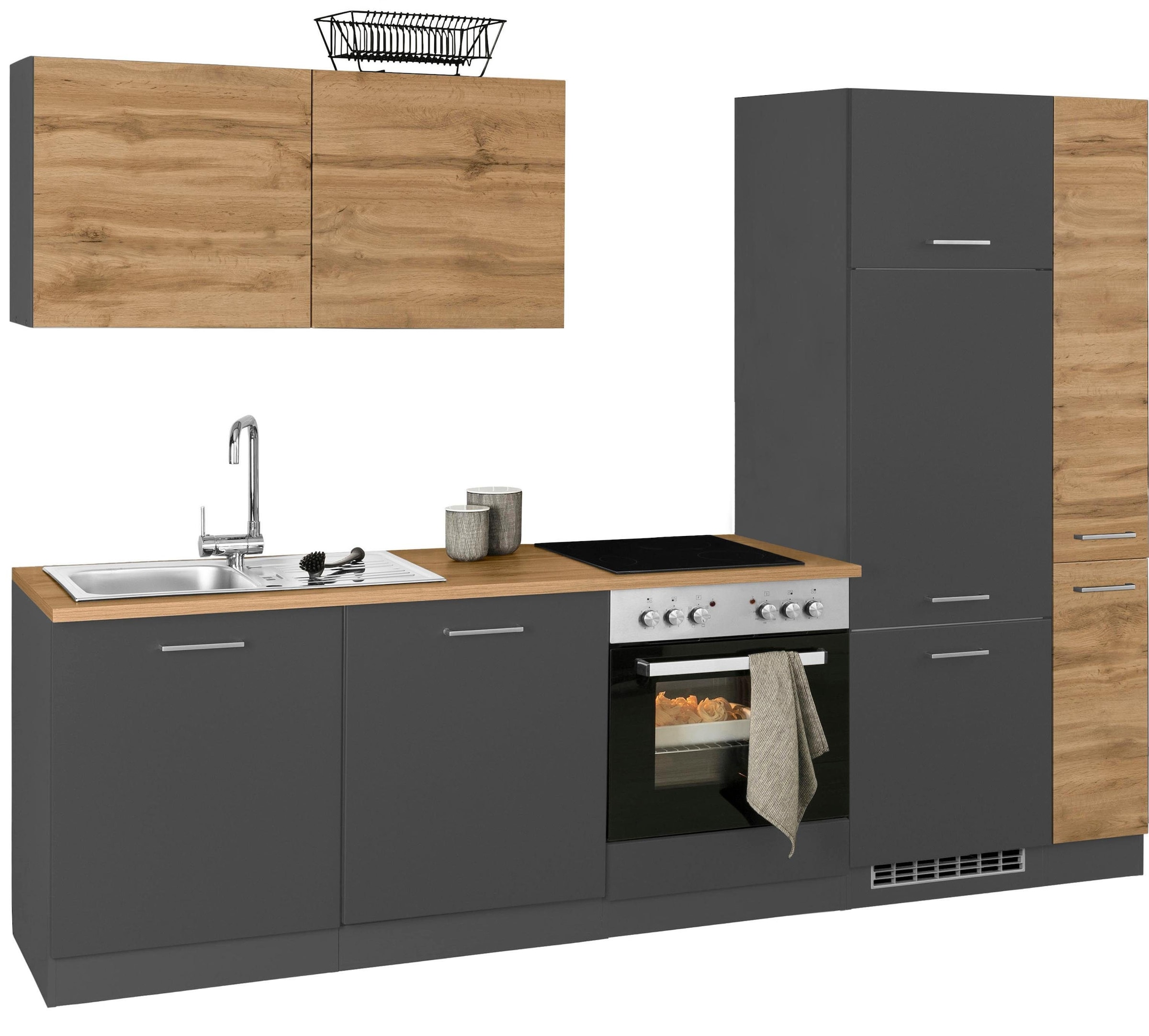 KOCHSTATION Küchenzeile »KS-Kehl«, ohne E-Geräte, Breite 270 cm, für Kühlschrank