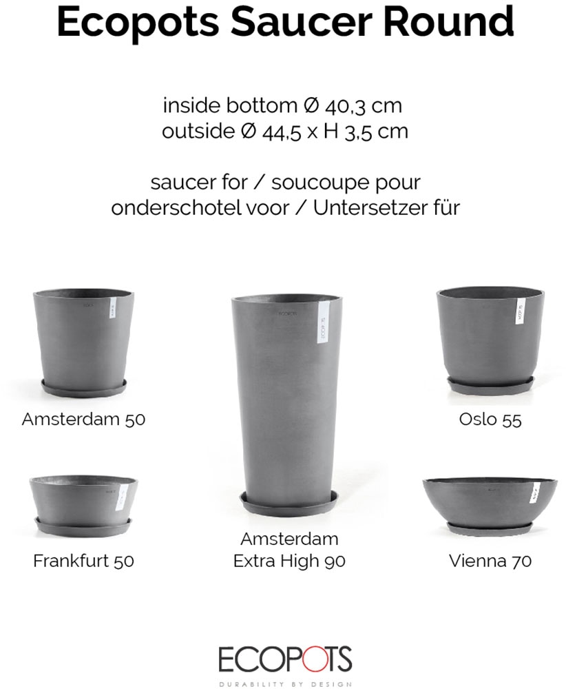 ECOPOTS Blumentopfuntersetzer »ROUND SAUCER Grey« BxTxH: 44,5x44,5x3,5 cm