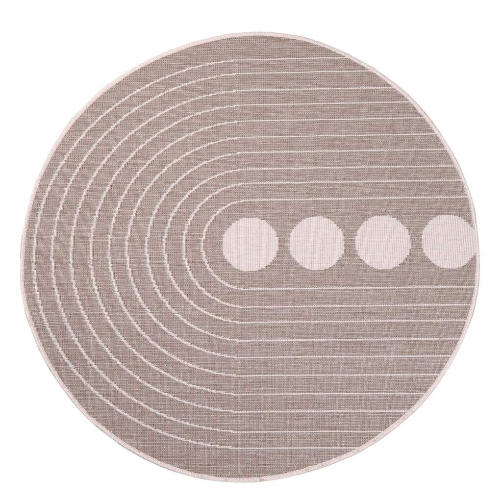 Carpet City Outdoorteppich »DUO RUG 5739«, rund, 5 mm Höhe, Wendeteppich Wetterfest In- & Outdoor, Balkon, Terrasse, Wohnzimmer
