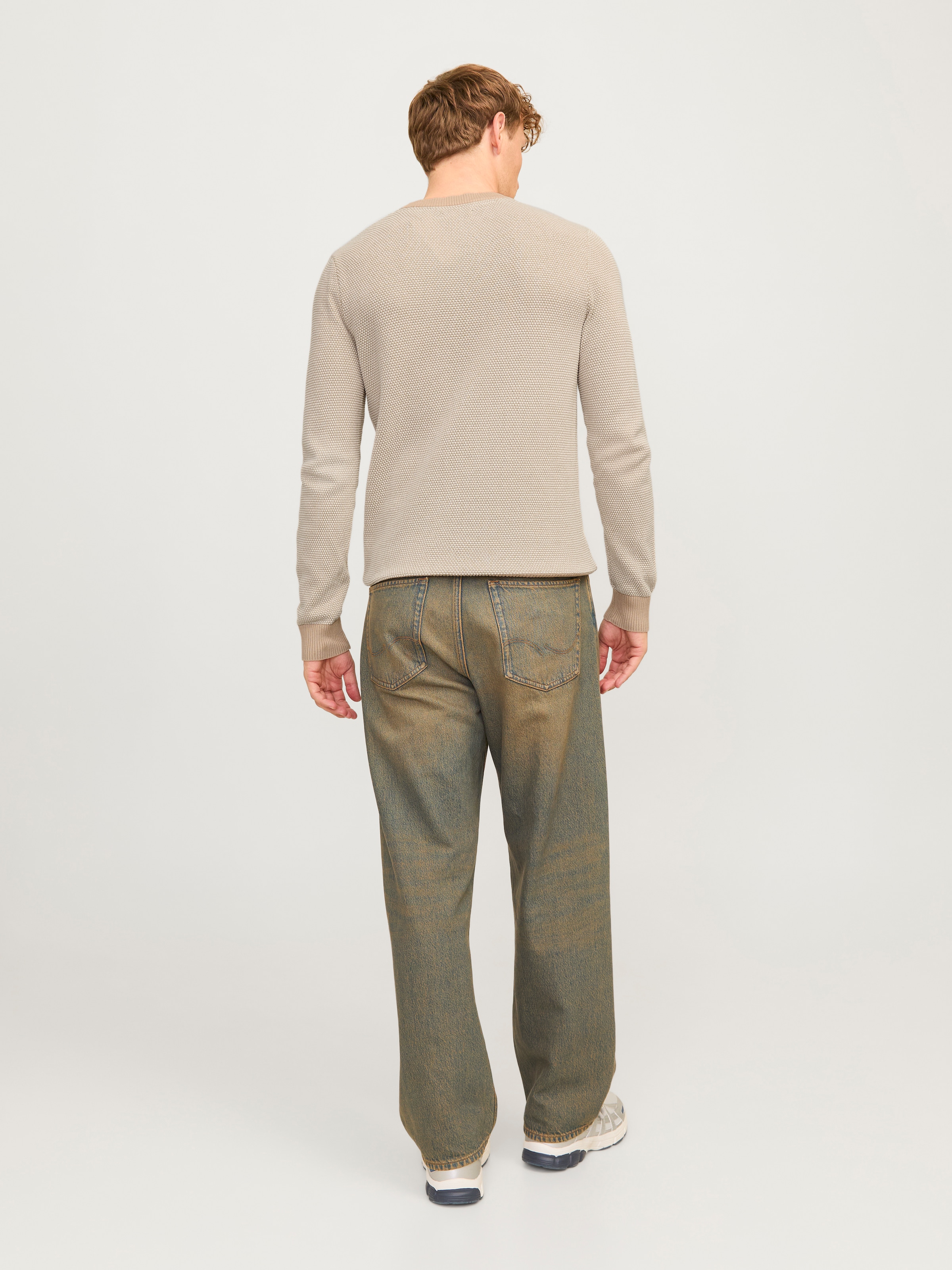 Jack & Jones Rundhalspullover »JJEGLOBE KNIT CREW NECK NOOS«, in Strick Optik