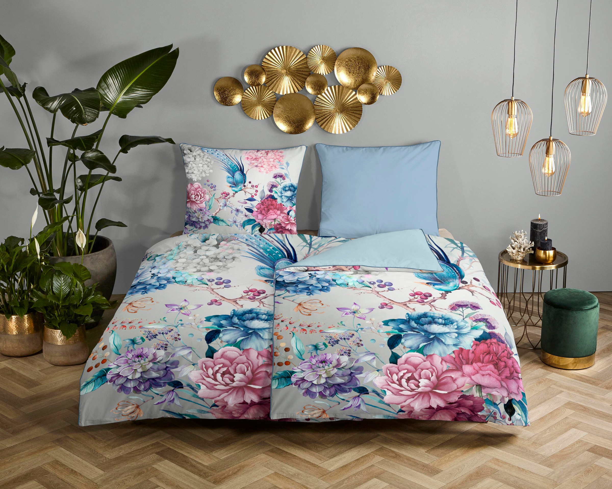 Descanso Wendebettwäsche »Ignadi«, Baumwolle, Satin, 135x200, Biese, Reißve günstig online kaufen