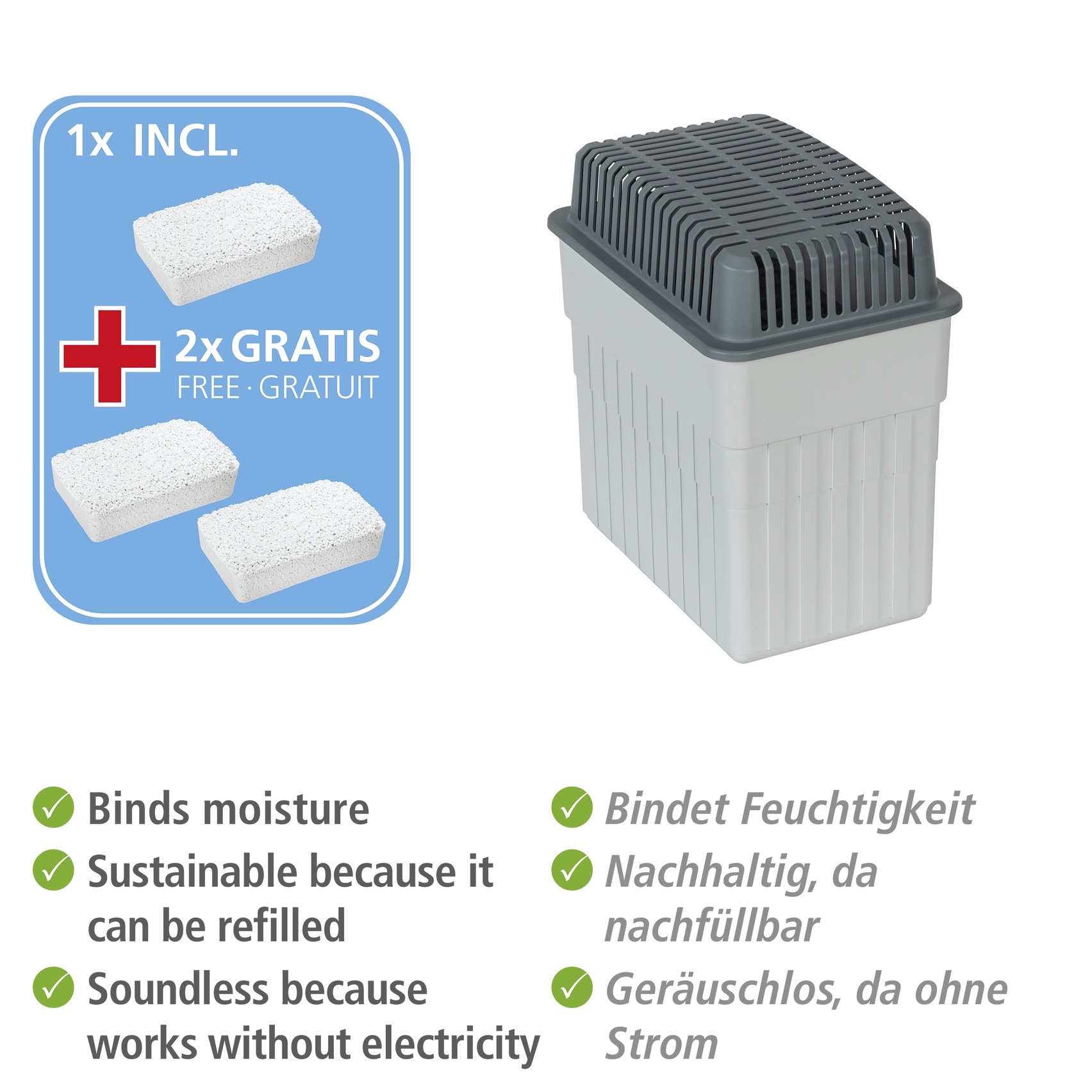 WENKO Luftentfeuchter »Box« für 50 m³ Räume für Räume bis 50 m³, entfeuchtet geräuschlos und ohne Strom