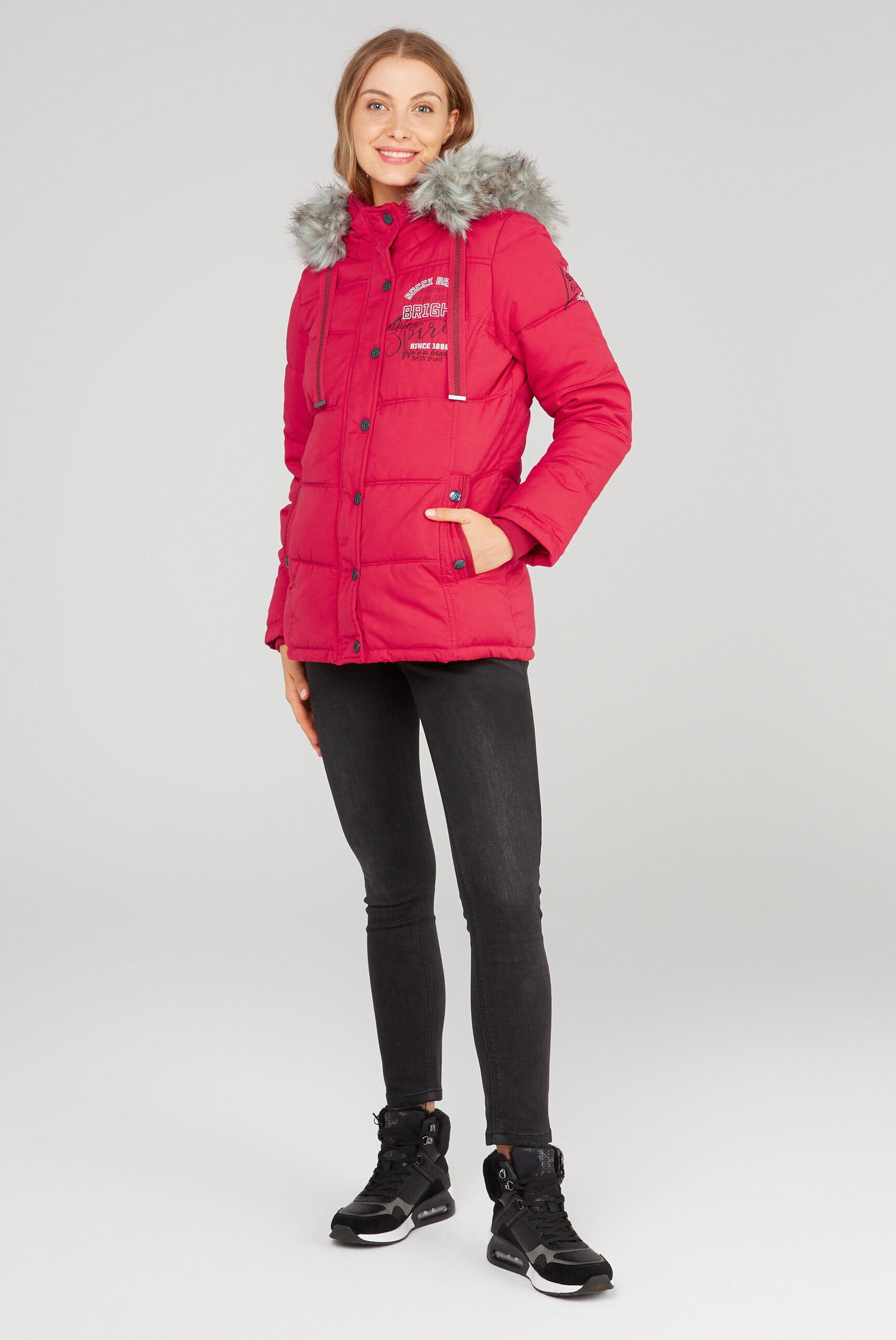 SOCCX Winterjacke, mit Kapuze, mit Plüschfutter