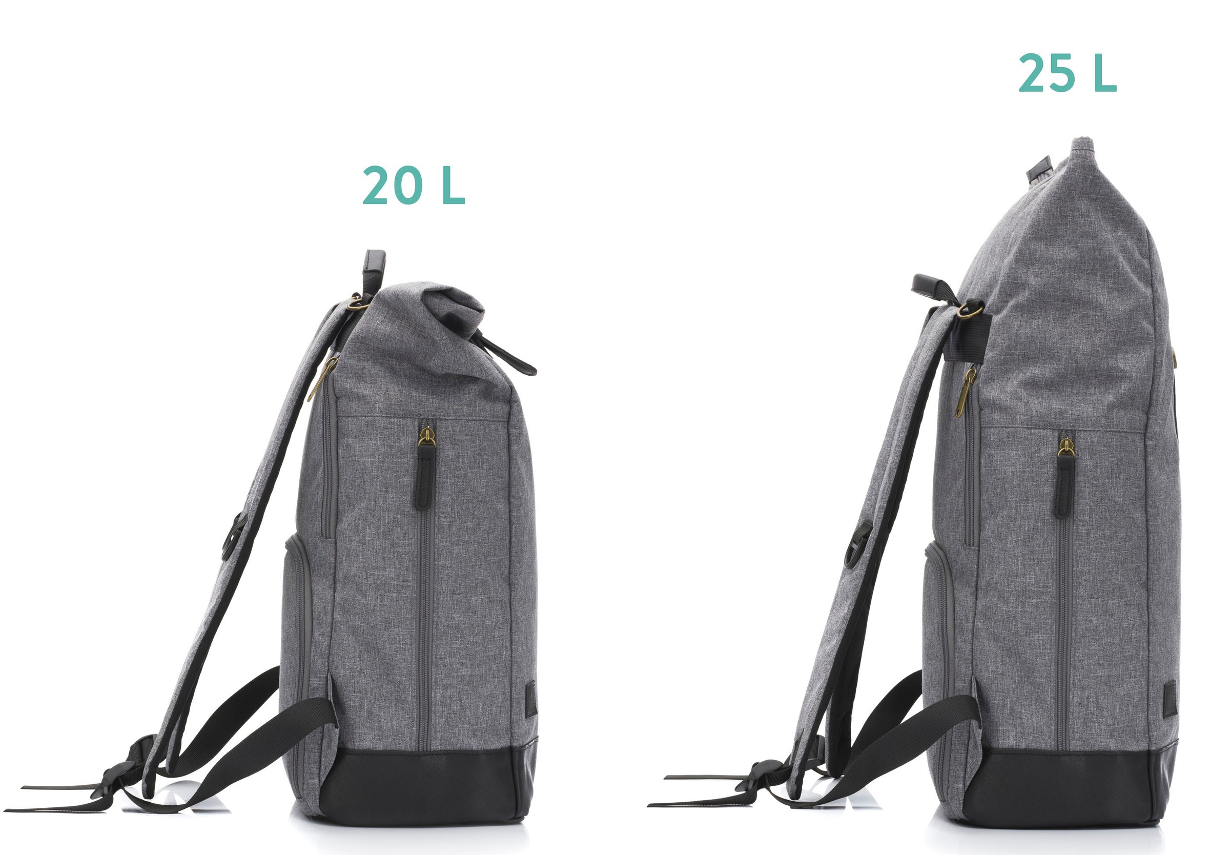 Fillikid Wickelrucksack »Rolltop Berlin, grau/schwarz«, Reflektoren, inkl. Wickeltunterlage