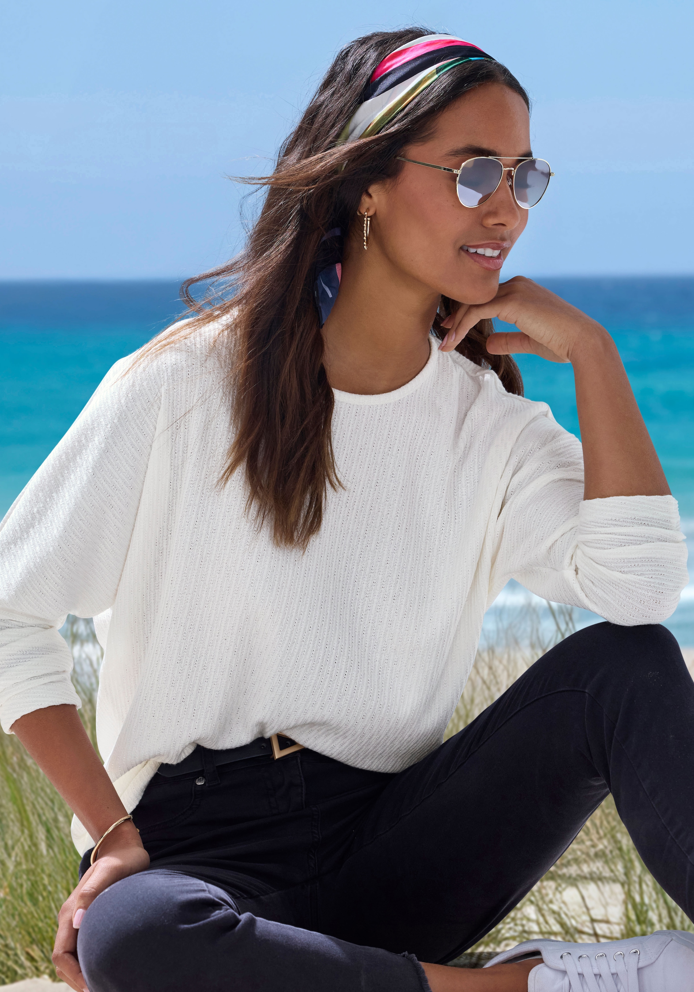 Vivance Langarmshirt »in modischer Struktur-Optik« aus pflegeleichter Strickqualität mit Viskose