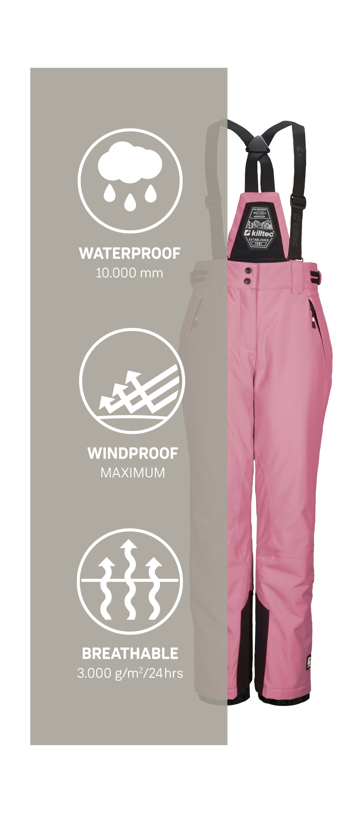 Killtec Skihose »KSW 213 GRLS SKI PNTS«, Wasserdichte, atmungsaktive Skihose mit verstellbarer Taille