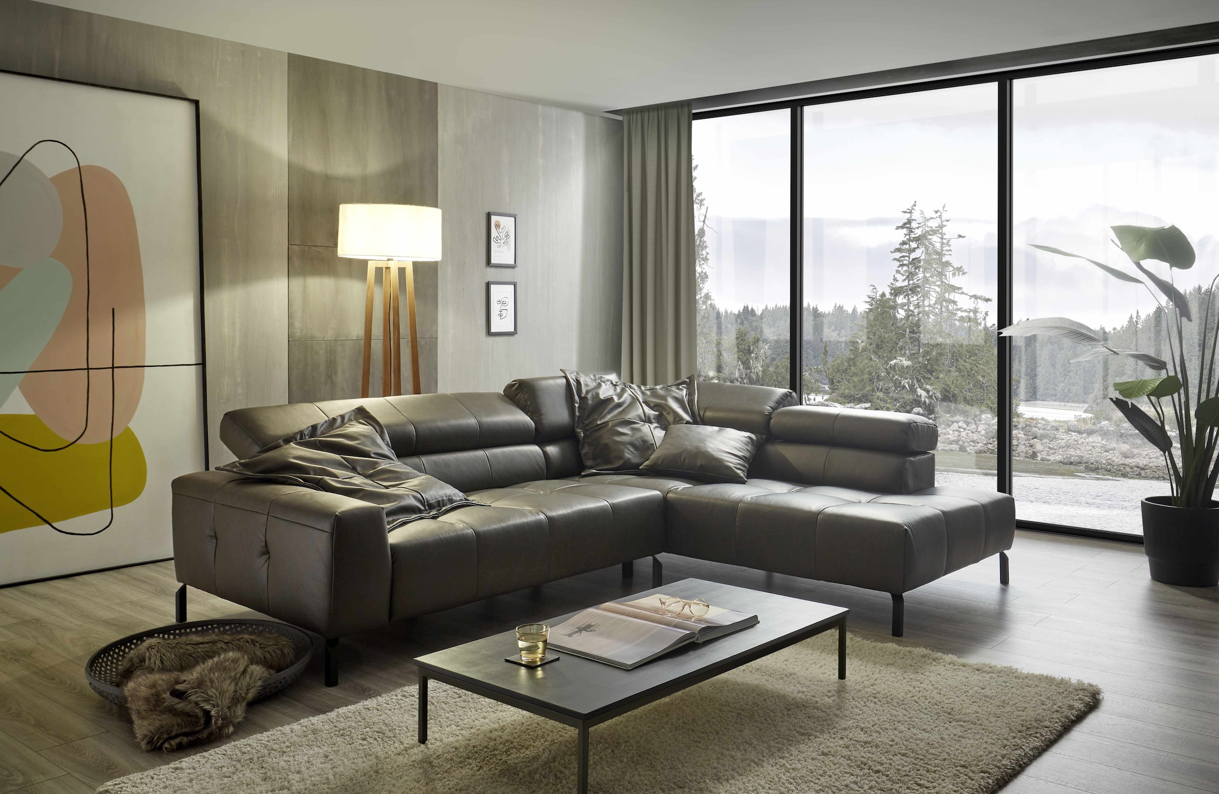 Places of Style Ecksofa »Cleveland, L-Form, incl. Kopfteilverstellung, Breite 276 cm«, wahlweise elektrischer Sitzvorzug