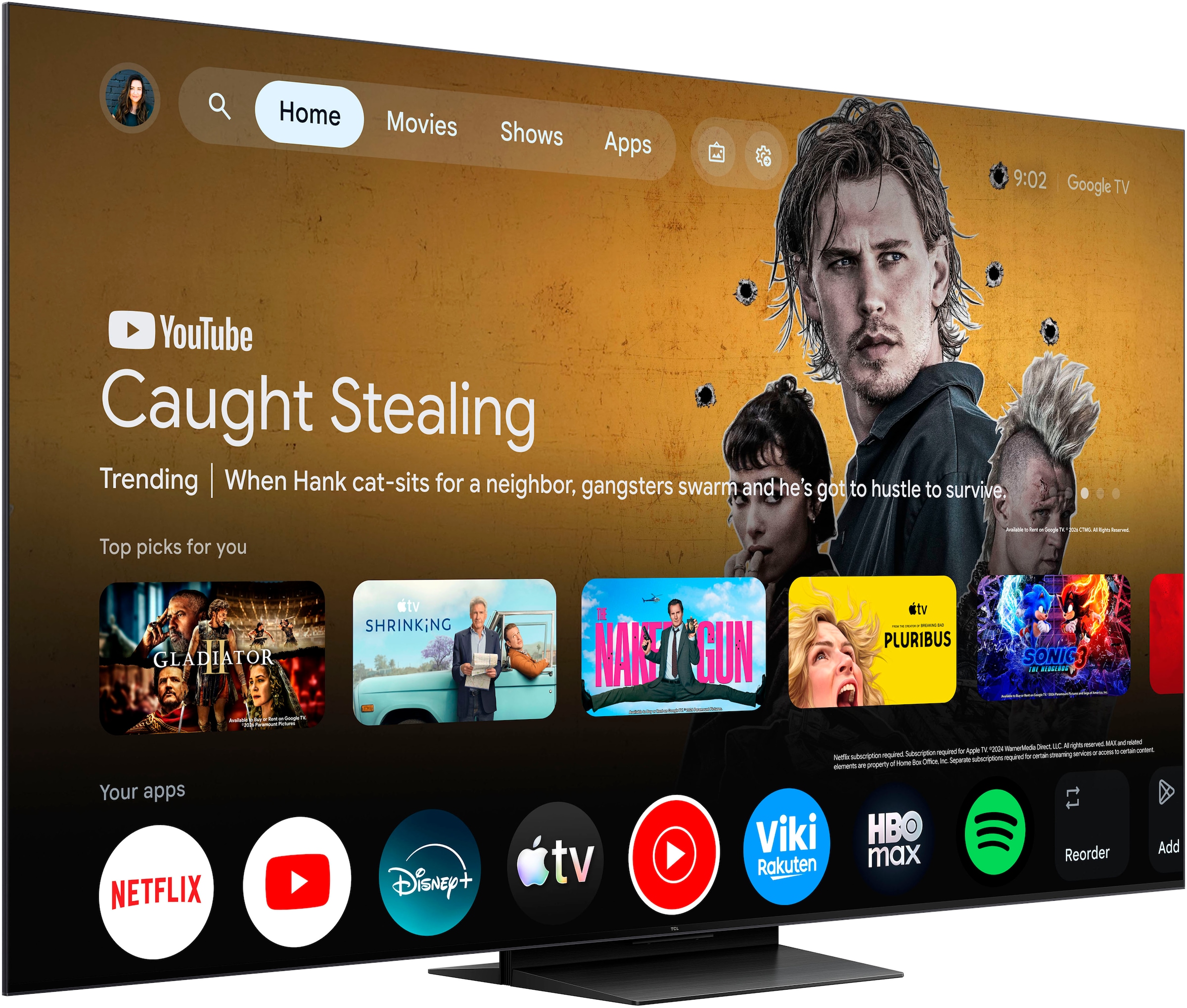 TCL Mini-LED-Fernseher »65RM7LX1« 164 cm/65 ″ Apple Airplay 2, 2.000 nits HDR , 100 % BT.2020, ONKYO 2.1