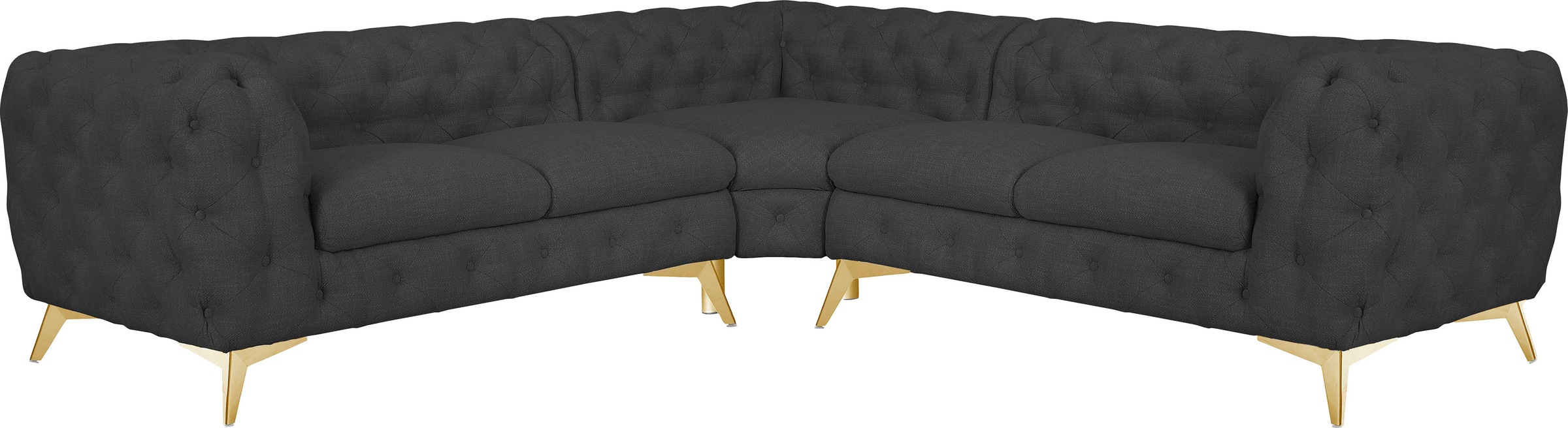 Leonique Chesterfield-Sofa »Ecksofa GLYNIS L-Form mit Wellenunterfederung, günstig online kaufen