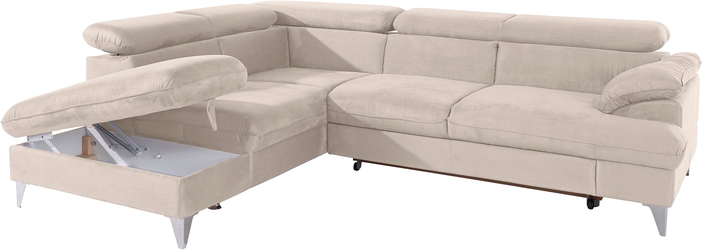 COTTA Ecksofa »Caluso L-Form«, mit Kopfteilverstellung, wahlweise mit Bettfunktion & Bettkasten