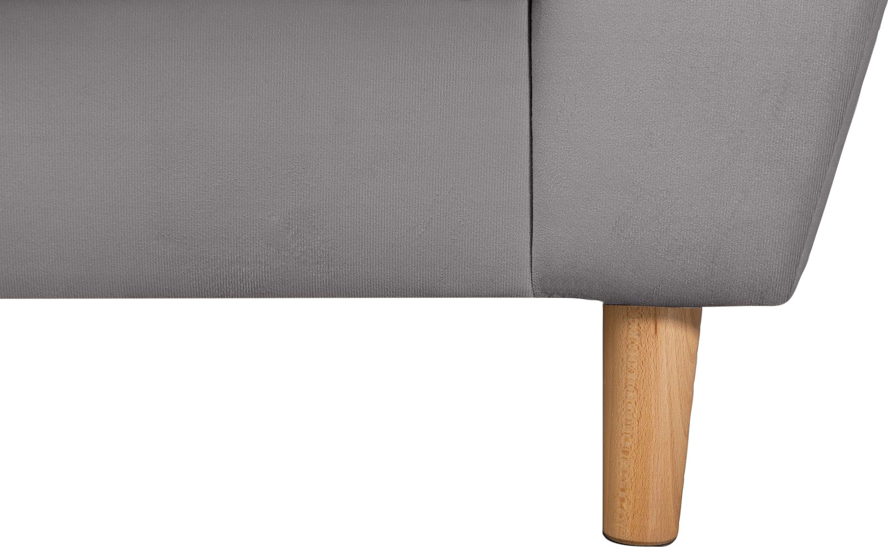 Home affaire Ecksofa »Rice L-Form inkl. Hocker«, (Set, mit Hocker), mit Bonnellfederkern, Hocker & Kissen, Ottomane beidseitig montierbar