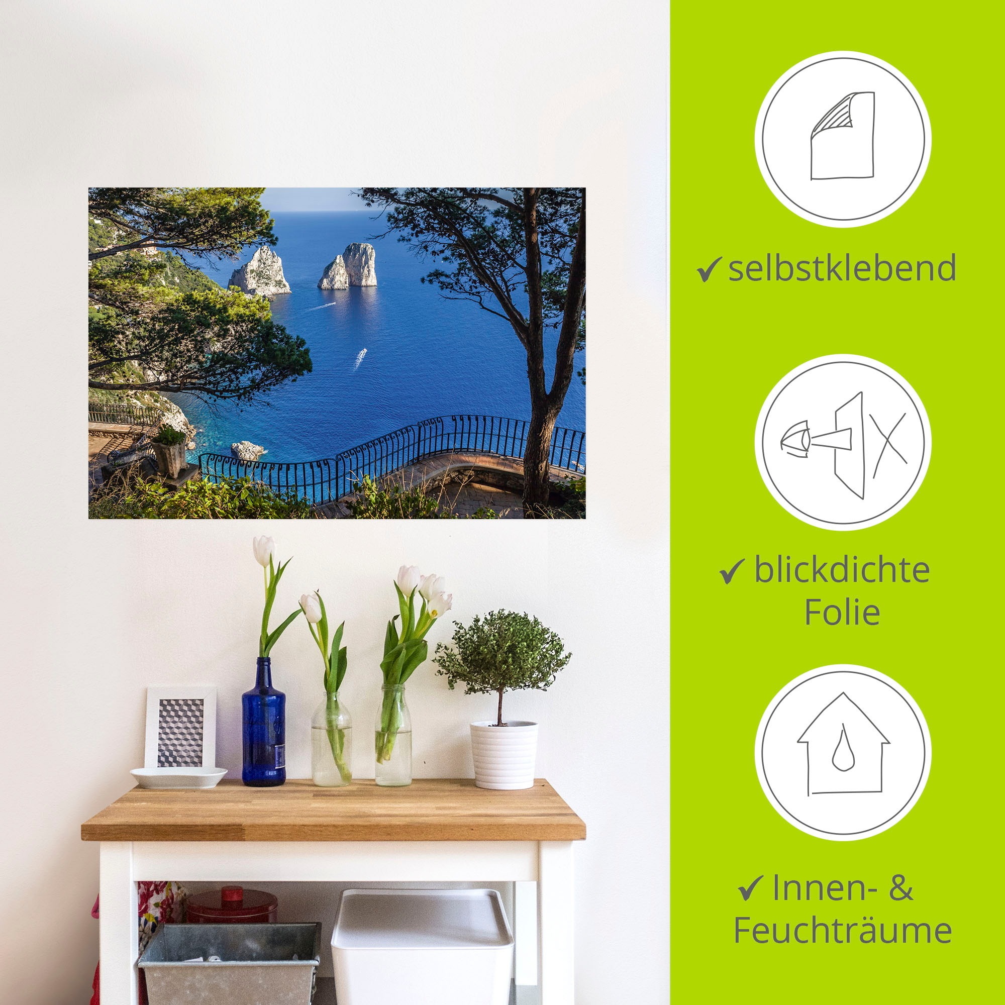 Artland Wandbild »Faraglione-Felsen auf Capri, Italien«, Meer Bilder, (1 St.), als Alubild, Outdoorbild, Leinwandbild, Poster, Wandaufkleber
