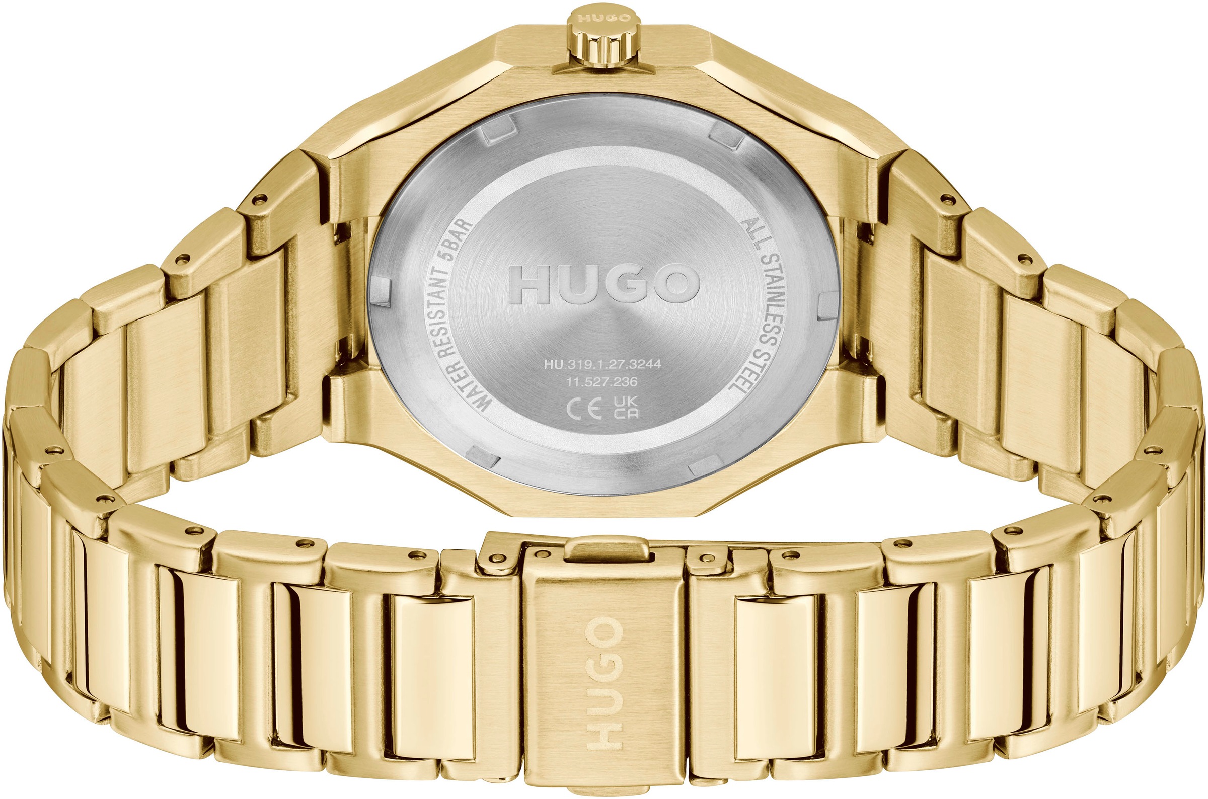 HUGO Quarzuhr »#GRAIL FOR HER«, Armbanduhr, Damenuhr, analog, Edelstahlarmband