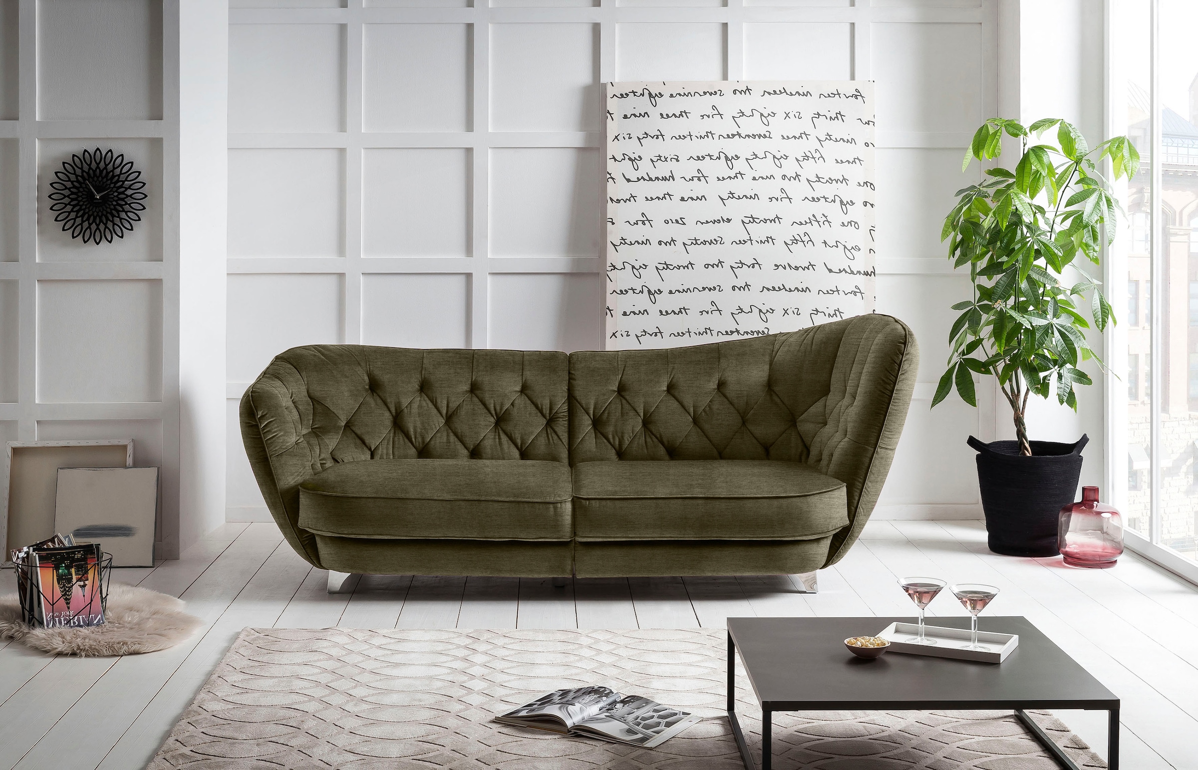 Leonique Big-Sofa »Retro«, stylischer Hochlehner günstig online kaufen