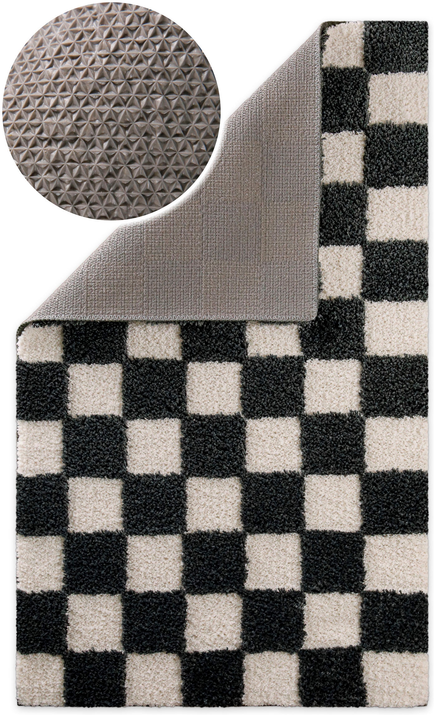 Wecon home Badematte »Bobbi« Höhe 25 mm rutschhemmend beschichtet schnell trocknend Badteppich, Schachbrett-Design, weich, rutschhemmend, waschbar