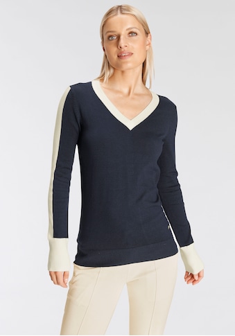 DELMAO V-Ausschnitt-Pullover, mit Kontrastelementen - NEUE MARKE! kaufen