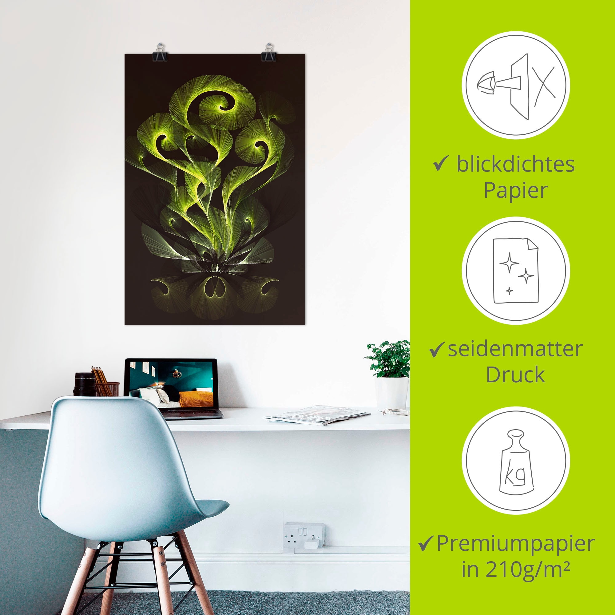 Artland Poster »Leuchtfarn filigran«, klassische Fantasie, (1 St.), als Alubild, Leinwandbild, Wandaufkleber oder Poster in versch. Größen